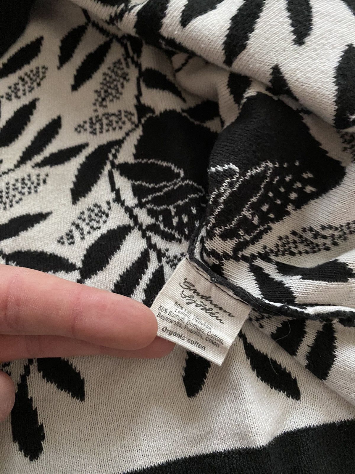 Designer × Gudrun Sjoden Rare Gudrun Sjoden Leinen Black Sweater Floral Print Size L Size L / US 10 / IT 46 - 10 Thumbnail