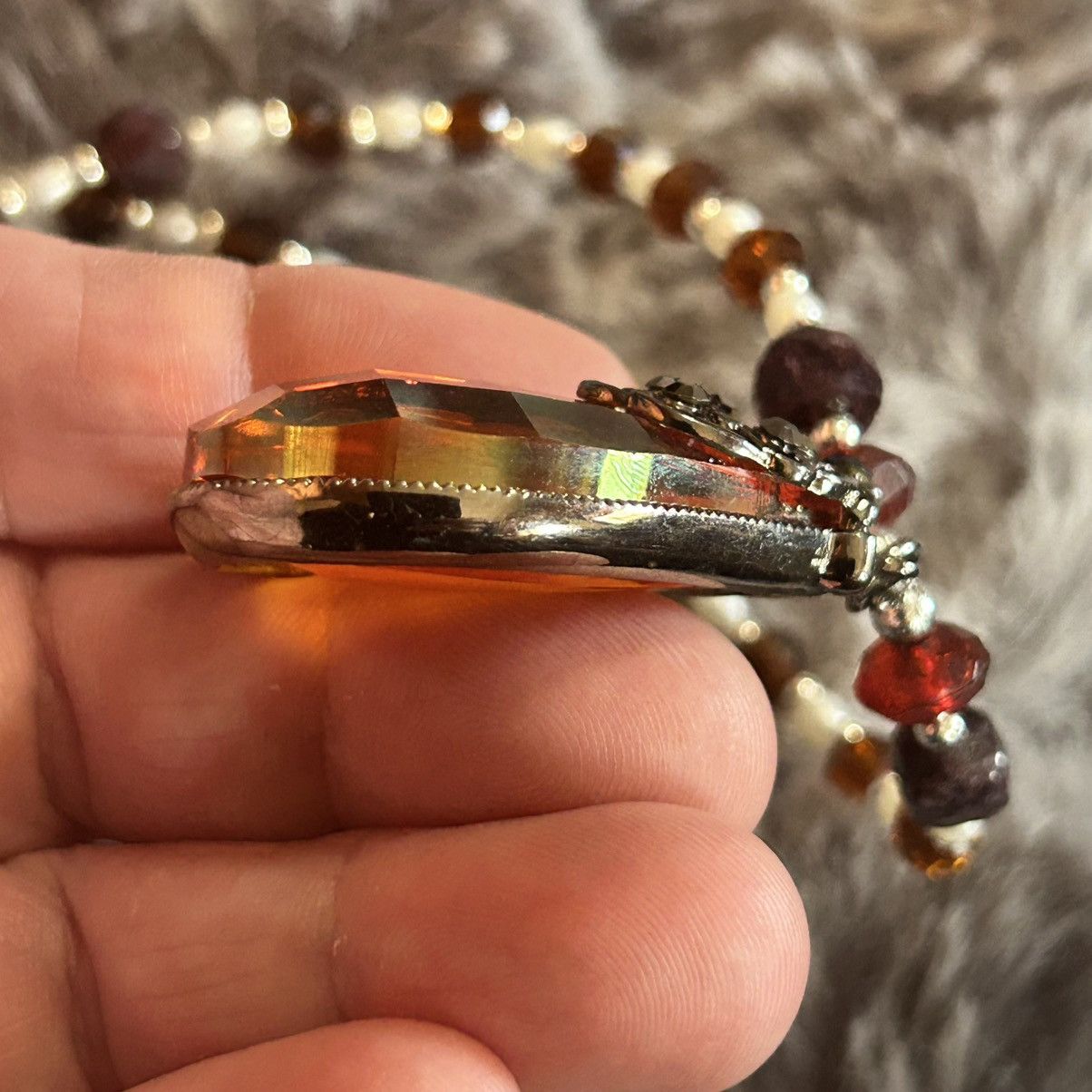 Handmade Handcrafted repurposed glass pearl garnet bead necklace Size ONE SIZE - 8 Thumbnail
