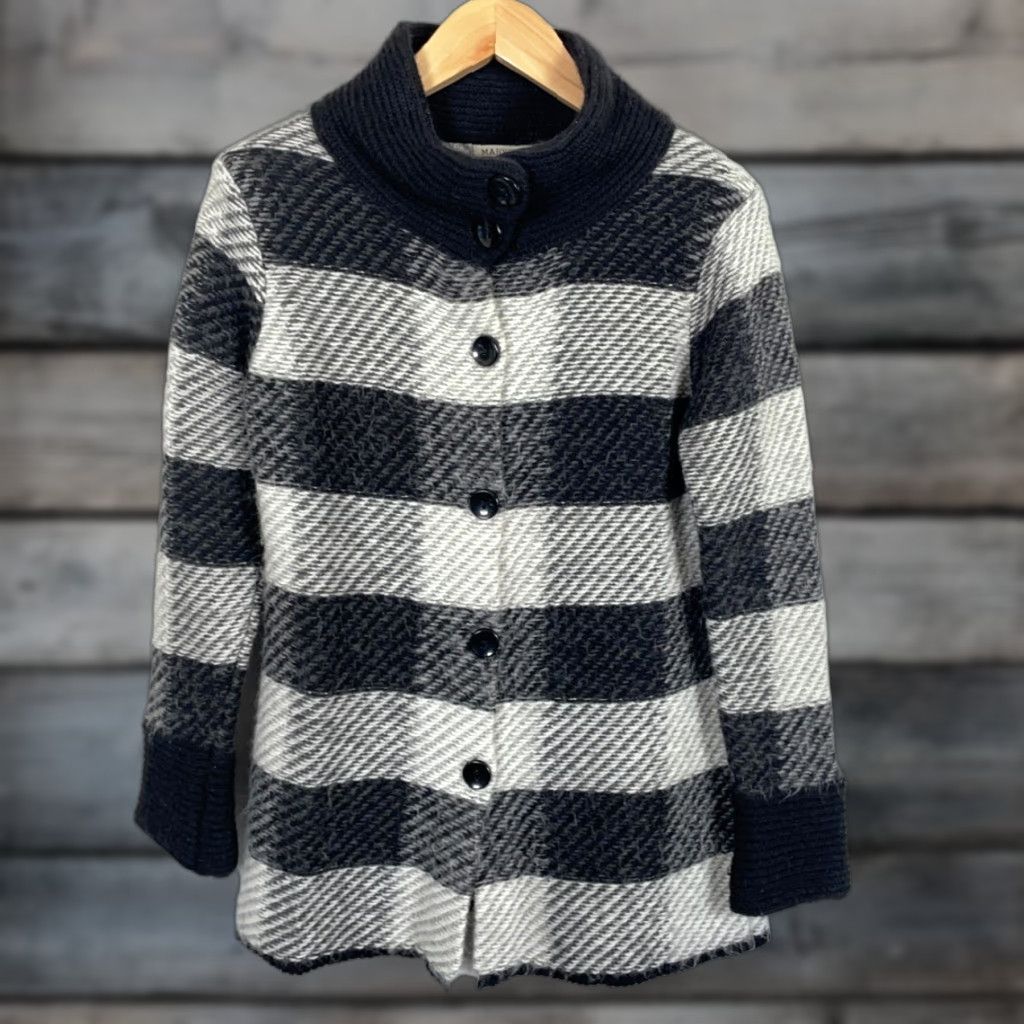 Vintage VINTAGE Maryline Cardigan Shirt Womens Large Gray Black Check Italy Made Sweater Size L / US 10 / IT 46 - 1 Thumbnail