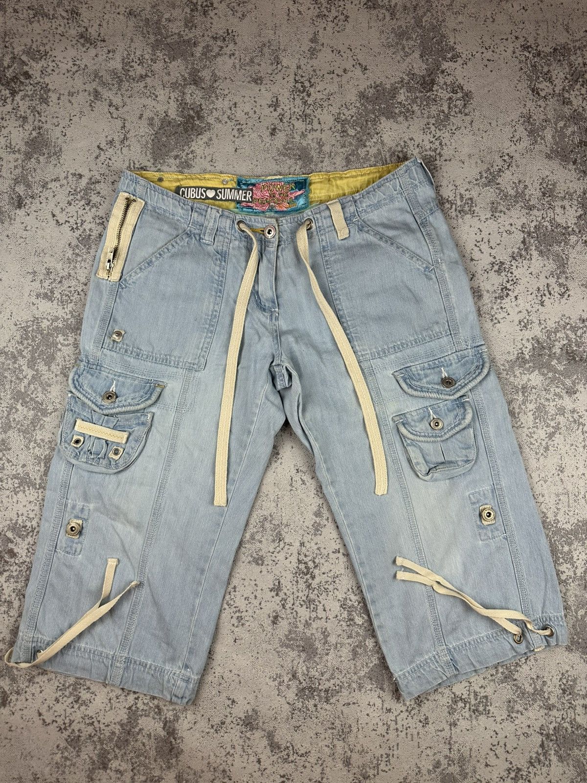 Vintage Cubus Summer Y2K Light Wash Cargo Shorts Size 25" / US 0 / IT 36 - 1 Thumbnail