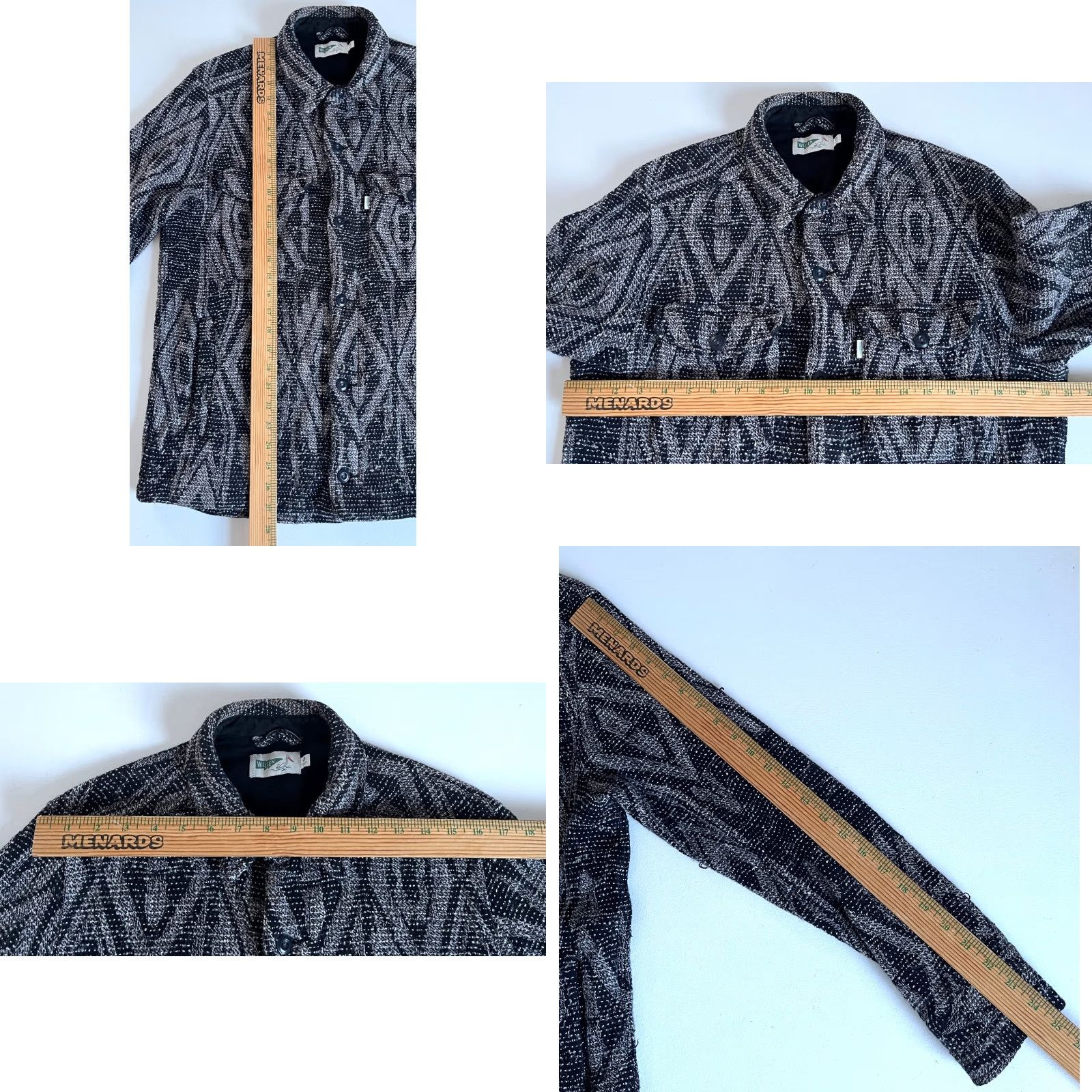 Vintage Wellen Men's Jacquard Overshirt Jacket 100% Organic Cotton Sz M Black Diamond Vintage Mens Jacket Overshirt Pockets Modern Casual Size US M / EU 48-50 / 2 - 9 Thumbnail