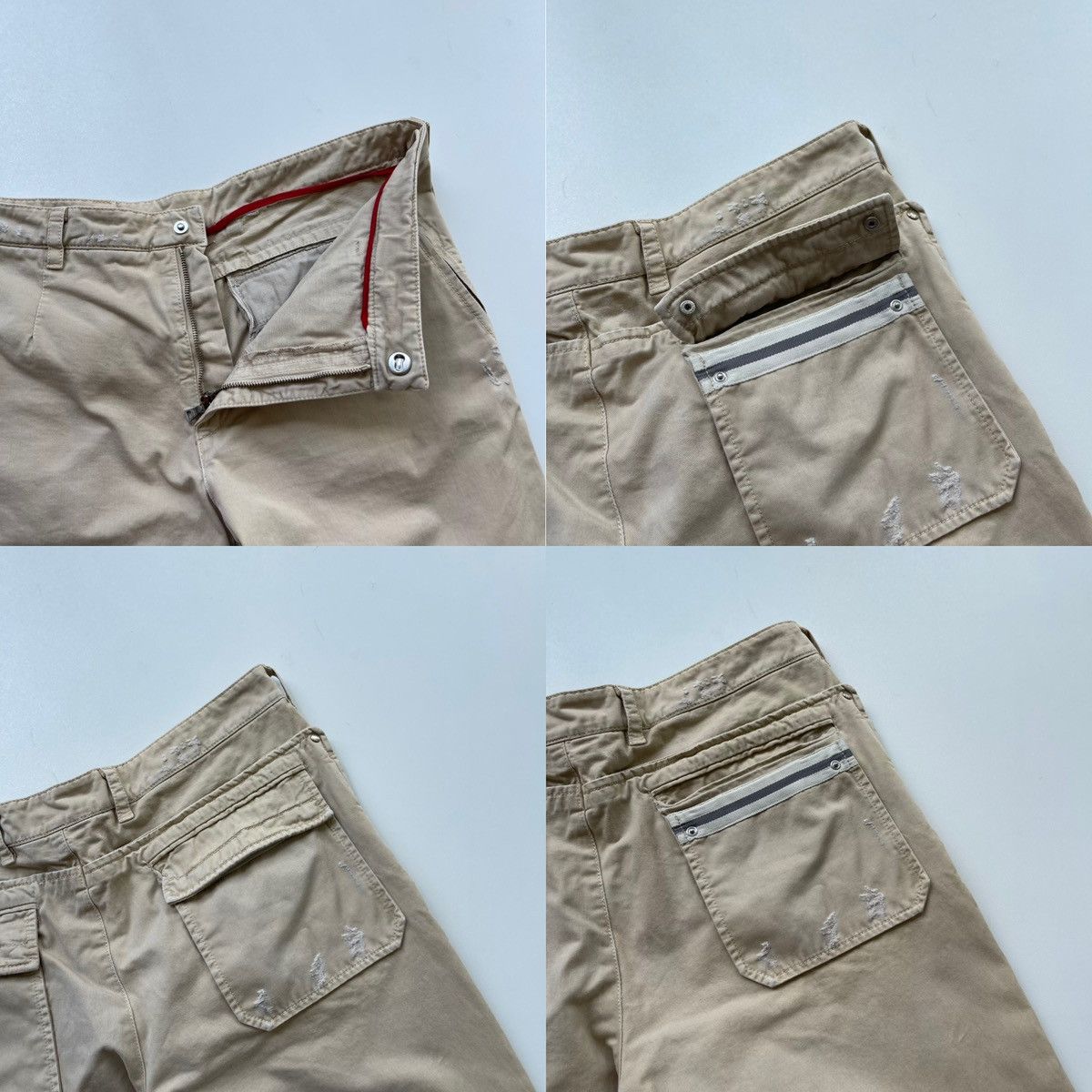 Prada Prada Vintage Pocket Archive Distressed Pants Beige Size US 34 / EU 50 - 7 Thumbnail