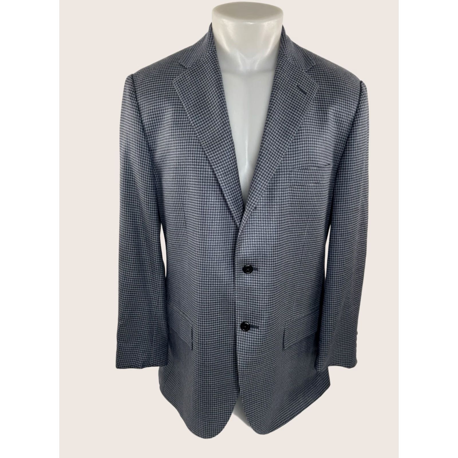 Polo Ralph Lauren POLO RALPH LAUREN ITALY - Wool Blazer 3 Button Jacket 42 R Blue Houndstooth Silk / Wool Men’s Jacket Masculine Polo Ralph Lauren Blazer Italy 42 Size US XL / EU 56 / 4 - 1 Thumbnail