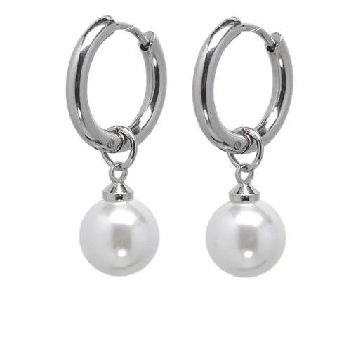 VIBE Punk Circle Round Pearl Hoop Earring Size ONE SIZE - 4 Thumbnail