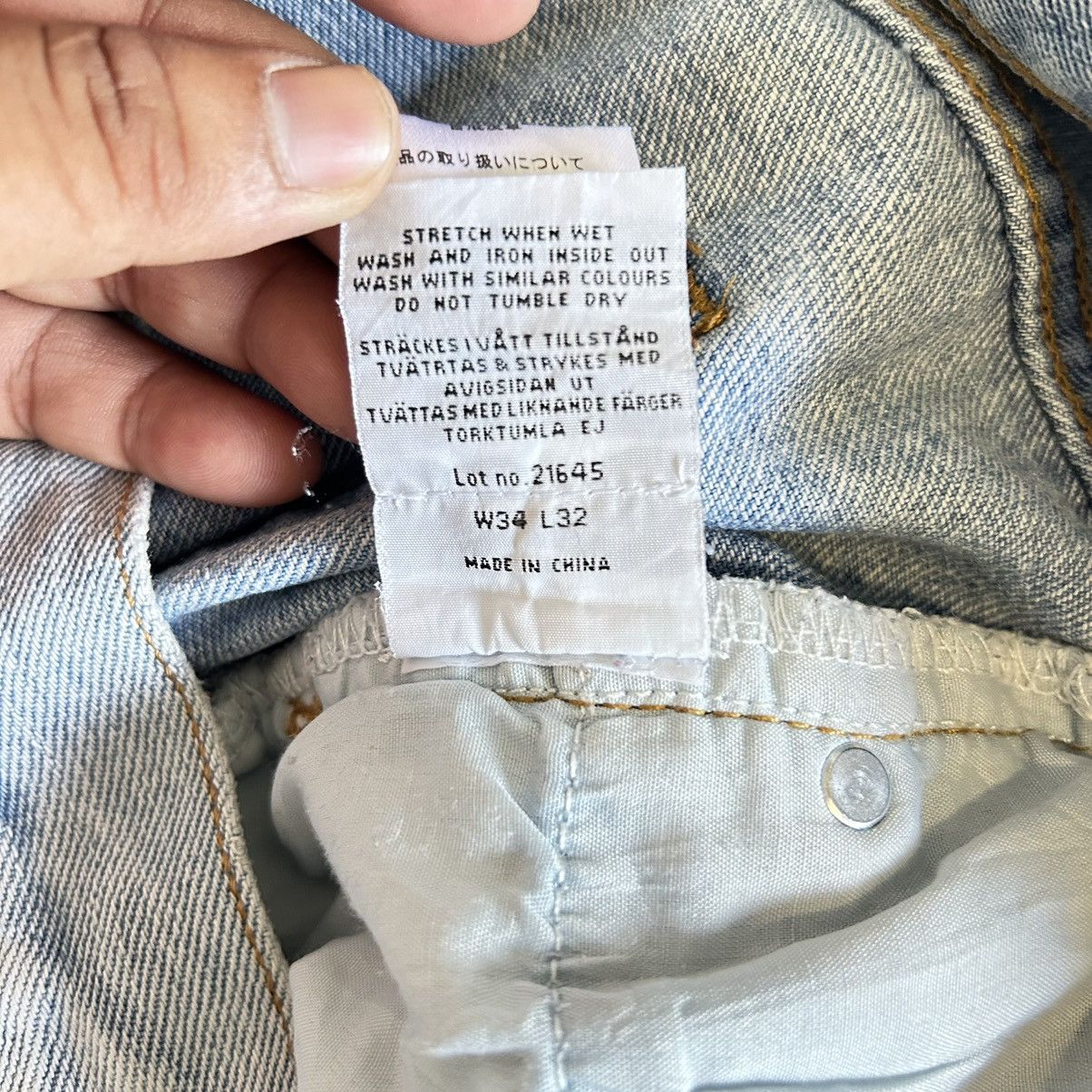Vintage Vintage Örjan Andersson Blue Washed Distressed Denim Size US 35 - 13 Thumbnail