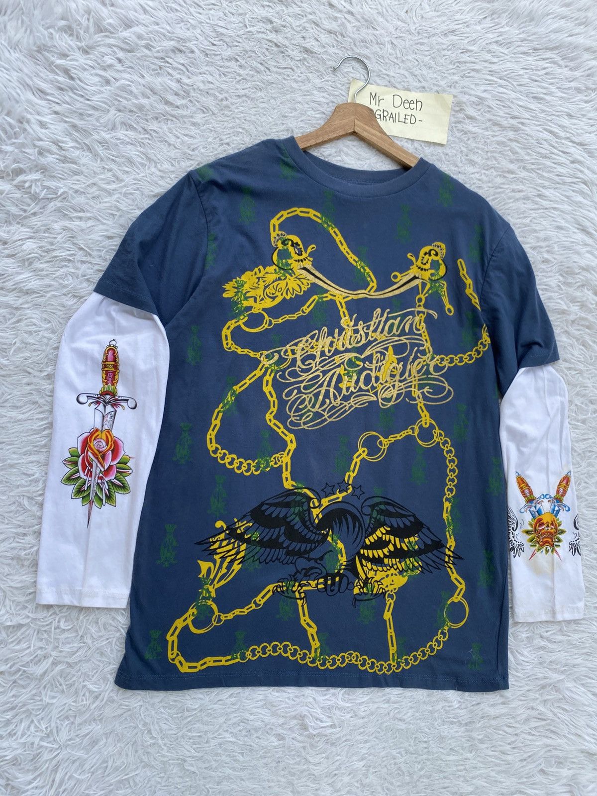 Christian Audigier Christian Audigier Men's M Long Sleeve Graphic Skull Tee Size US M / EU 48-50 / 2 - 3 Thumbnail