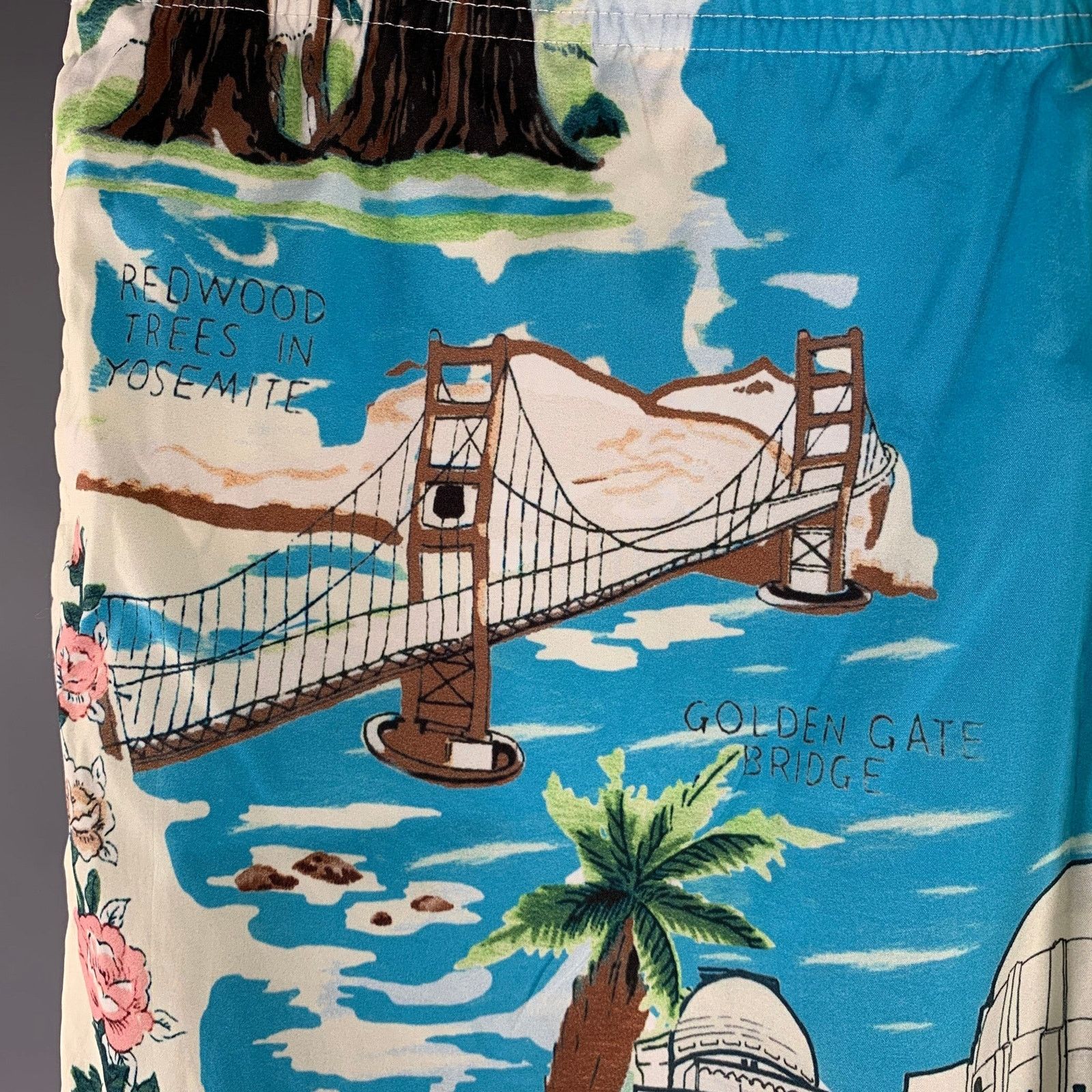 Amiri AMIRI Size 36 Blue Graphic Drawstring Swim Trunks Size US 36 / EU 52 - 2 Thumbnail