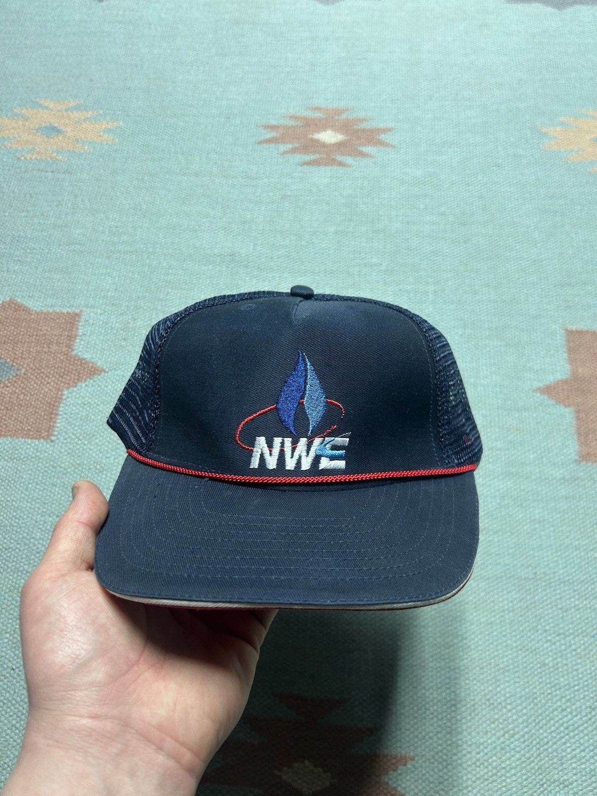 Vintage Vintage strapback trucker hat mesh NWE embroidered logo blue Size ONE SIZE - 2 Thumbnail