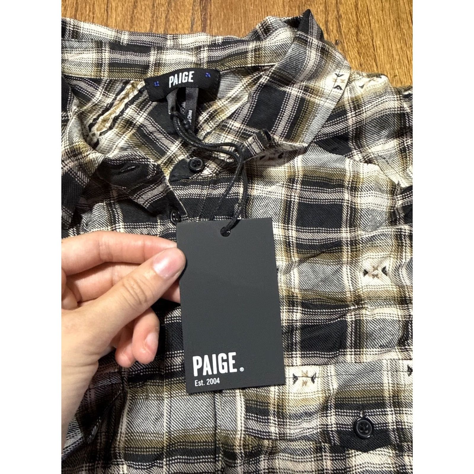 Paige Paige Shirt Blouse S Womens Multicolor Plaid Long Sleeve Tie C21 Size S / US 4 / IT 40 - 2 Thumbnail