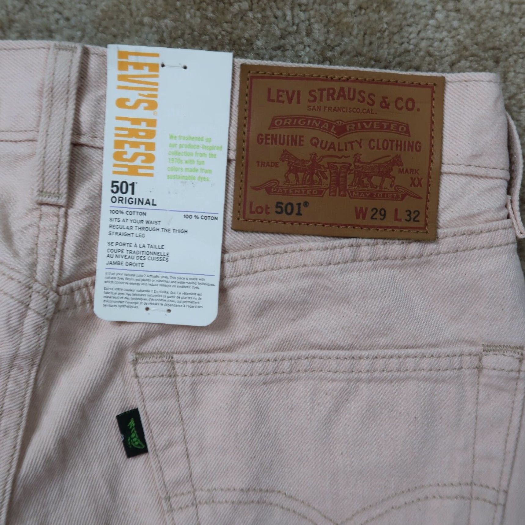 Levi's VINTAGE Levi's 501 Jeans Women Pink 29x32 Denim Straight 5-Pocket Logo Button Classic 90s 29 Womens Size 29" - 2 Thumbnail