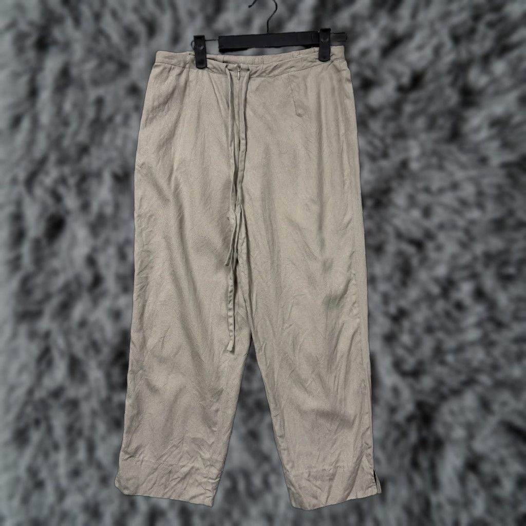 Vintage VINTAGE Finity Silk Crepe Cropped Pants Womens PM 29x22.5 Beige Pockets Flat Front Zip Tie Belt 90s Boho Retro Size 32" / US 10 / IT 46 - 1 Thumbnail