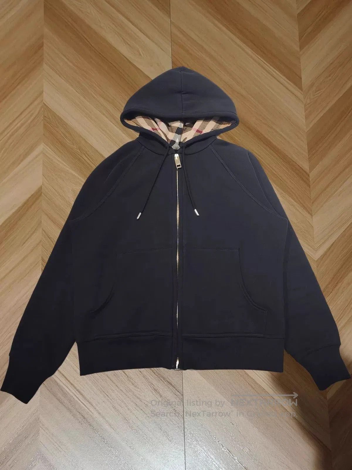 Burberry Black Zip-Up Hoodie with Check Lining, Size M. Size US M / EU 48-50 / 2 - 1 Thumbnail
