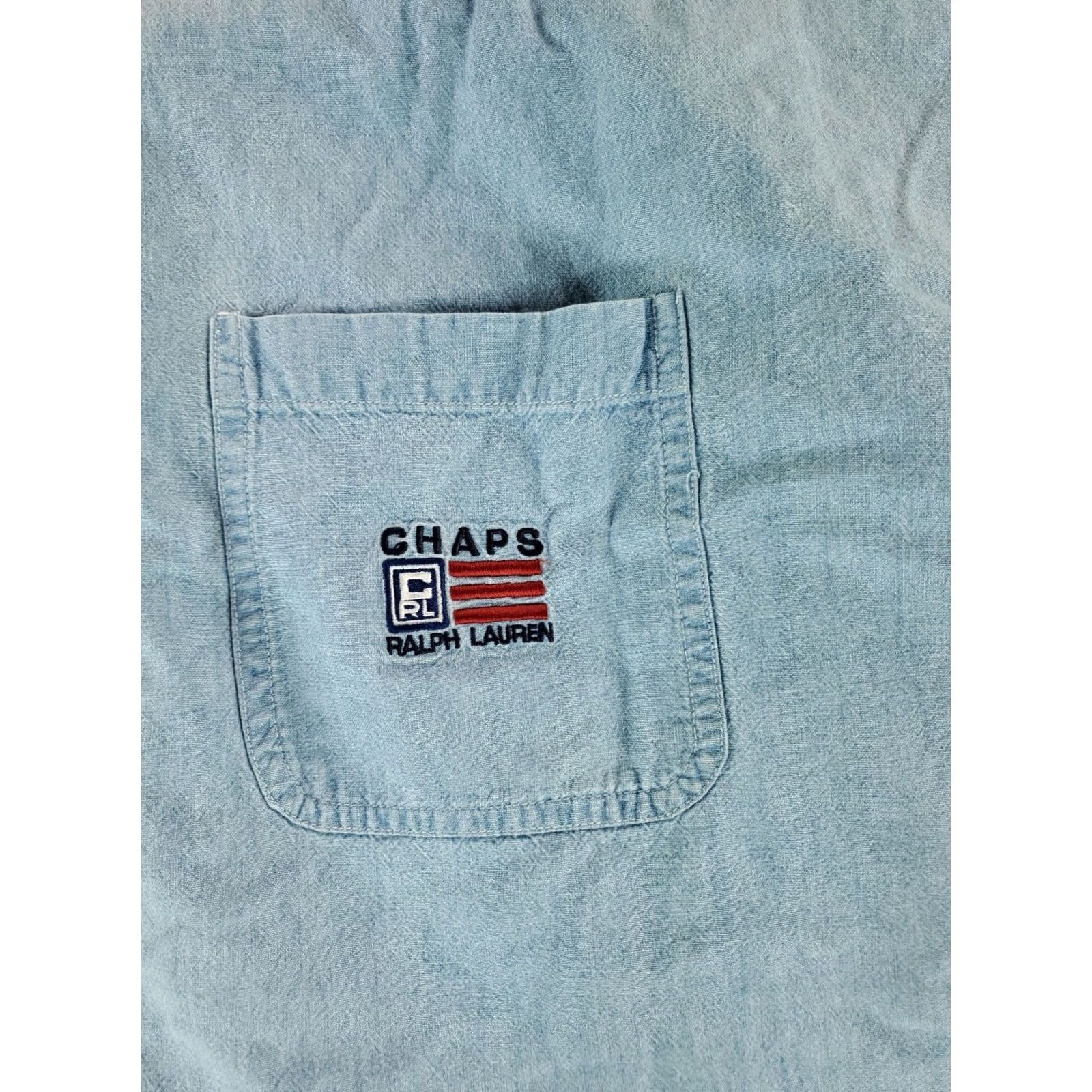 Chaps Chaps Shirt Denim Chambray USA Flag Blue Button Down Short Sleeve Mens XXL Shirt Size US XXL / EU 58 / 5 - 2 Thumbnail