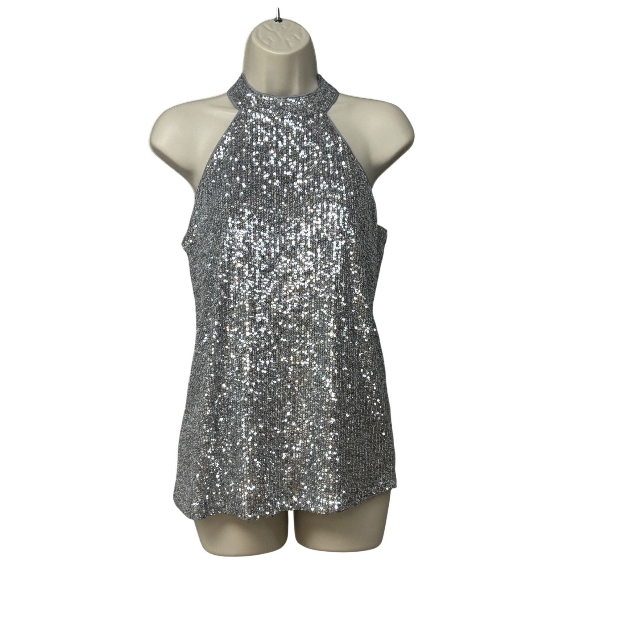 Other Cable & Gage Lunar Silver Sequin Halter Top, Sz. S Size S / US 4 / IT 40 - 12 Thumbnail