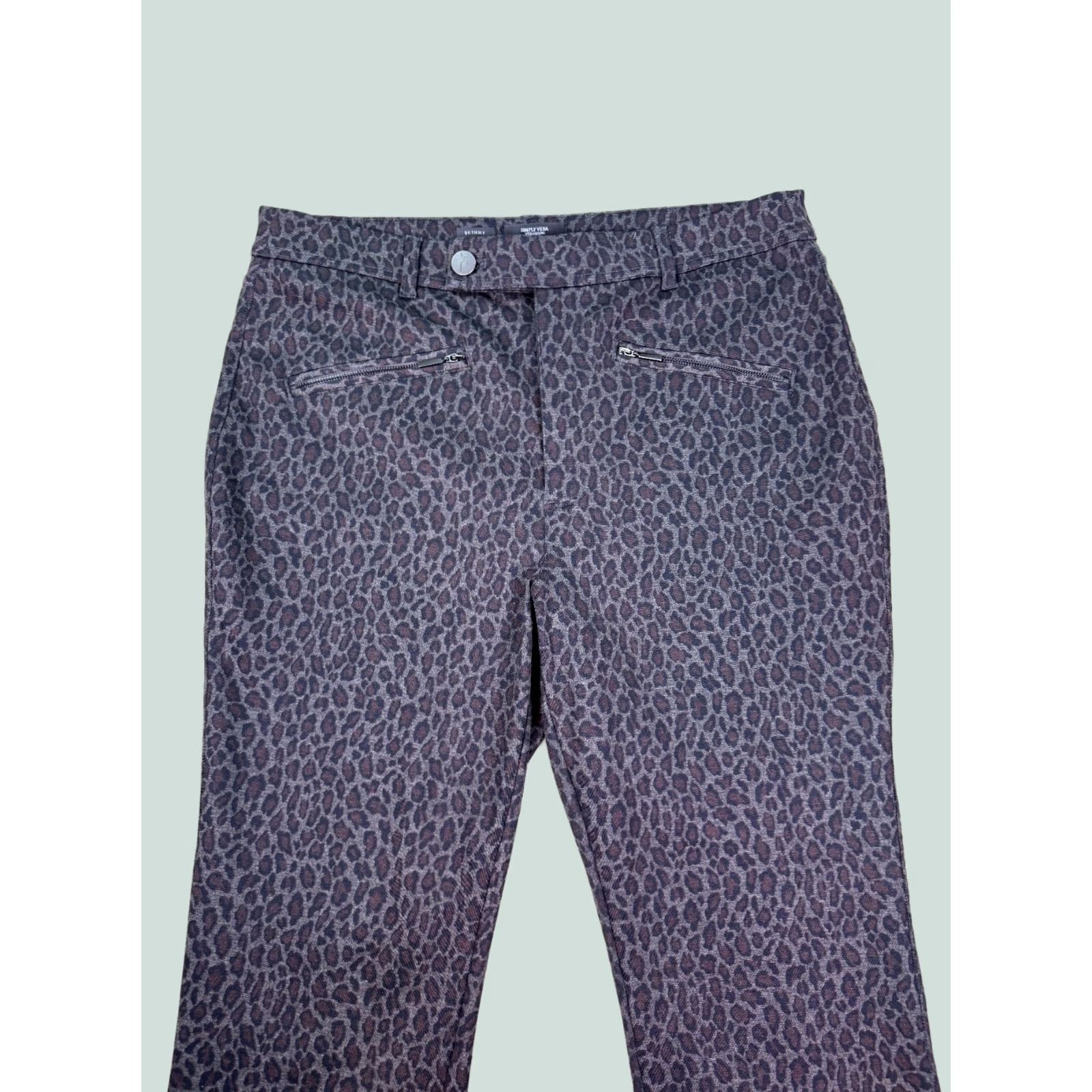 Vera Wang Vera Wang Pants Womens L Twill Leopard High Rise Skinny Officecore Multicolor Size 36" / US 14 / IT 50 - 1 Thumbnail