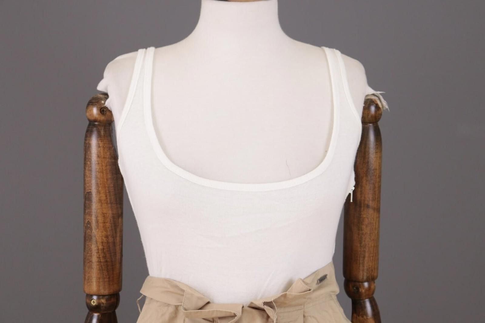 Designer Miss Sixty White/Beige Sleeveless A-Line Short Dress Size M Size M / US 6-8 / IT 42-44 - 3 Thumbnail