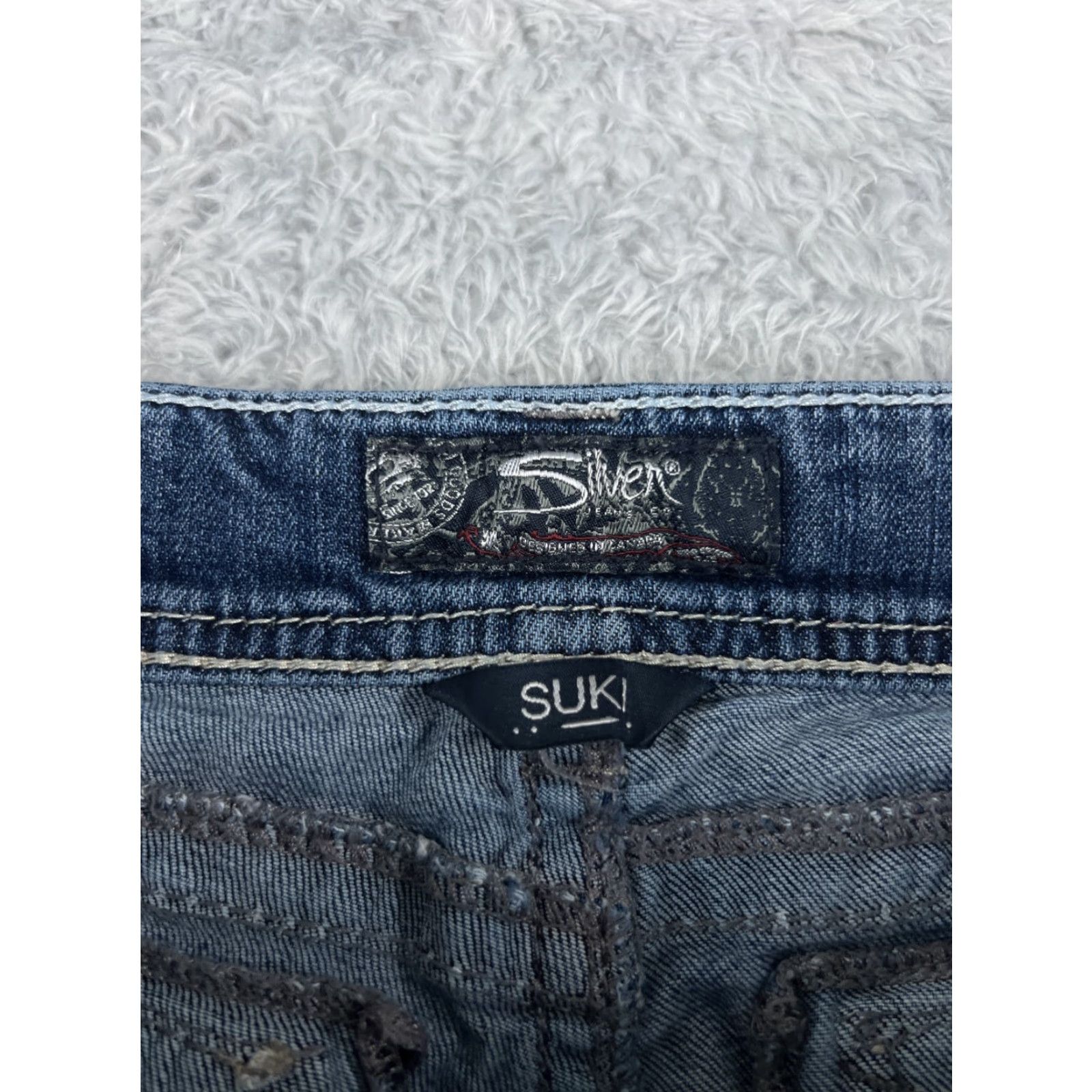 Silver Jeans Co. Silver Jeans Suki Women's Bootcut Denim Pants 32 Blue Cotton Stretch Embroidered Retro Size 24" / US 00 / IT 34 - 6 Thumbnail