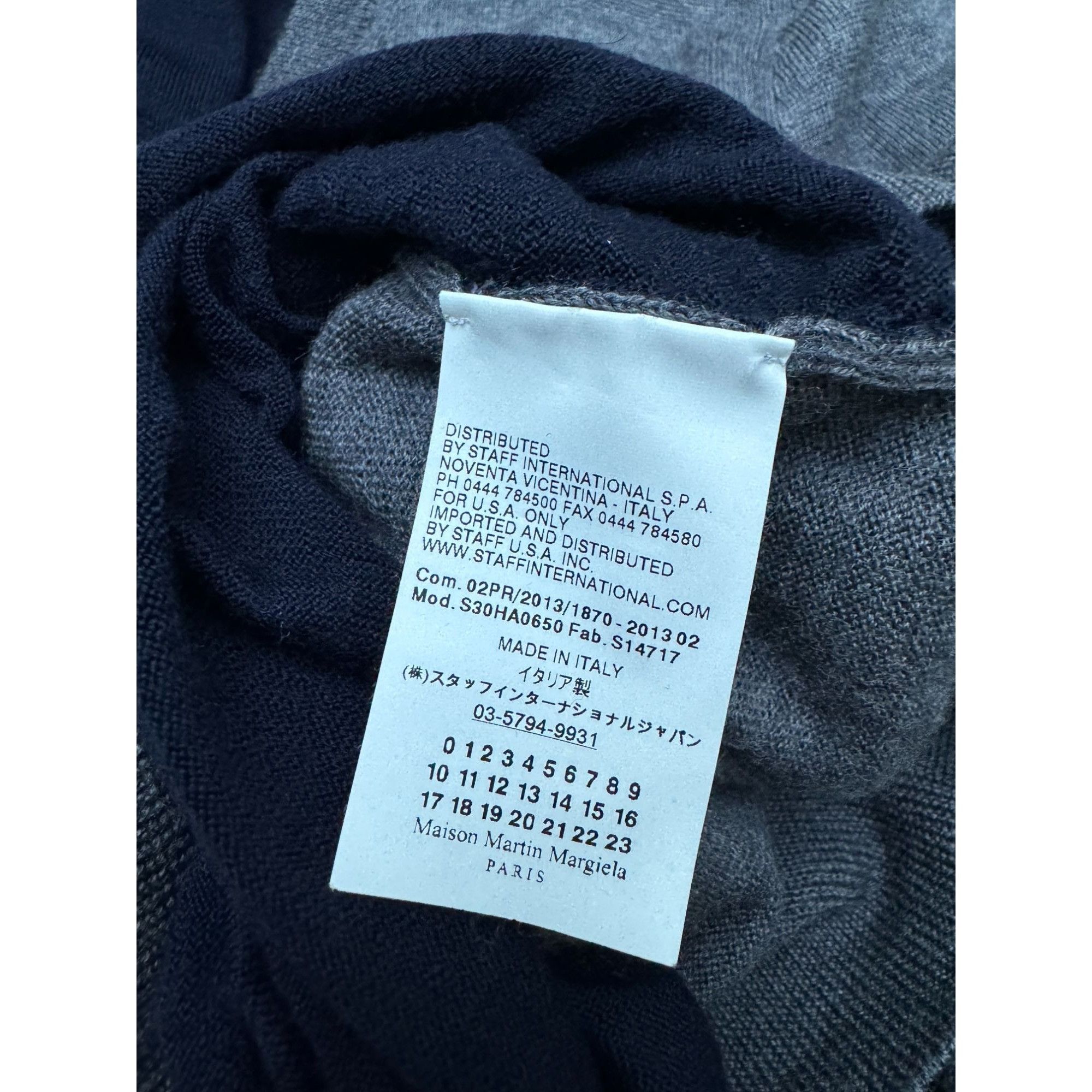 Maison Margiela Grey Wool Sweater with Layered Navy Insert Size US S / EU 44-46 / 1 - 8 Thumbnail