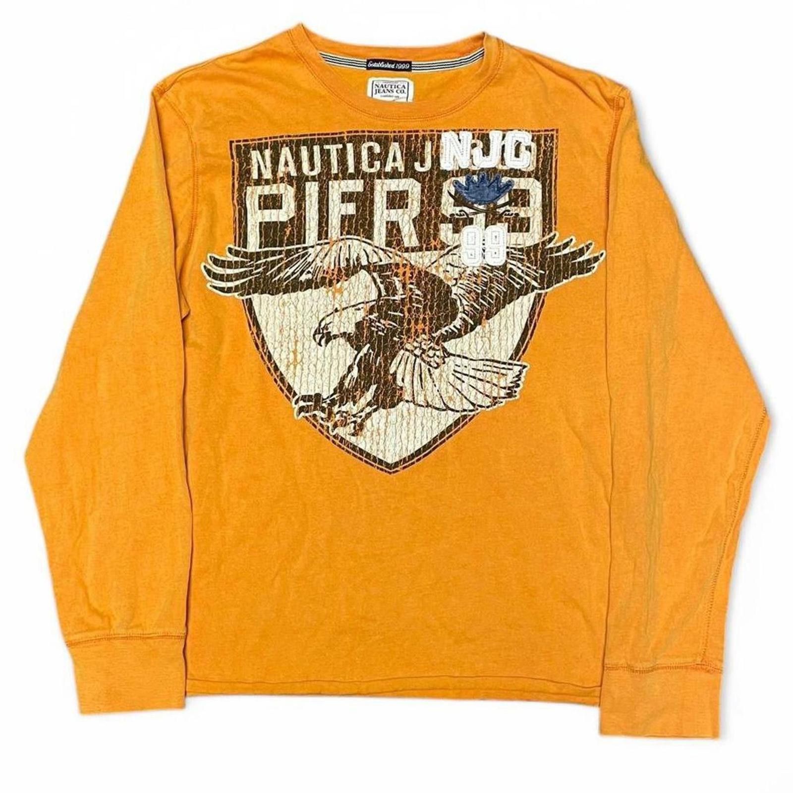 Nautica Nautica Jean Co. Orange & Multicolored Eagle Long Sleeve XL Size US XL / EU 56 / 4 - 1 Thumbnail
