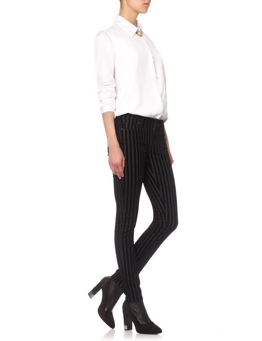 Paige Paige Velvet Stripe Verdugo Skinny Jeans Black ( 25 ) Size 25" / US 0 / IT 36 - 6 Thumbnail