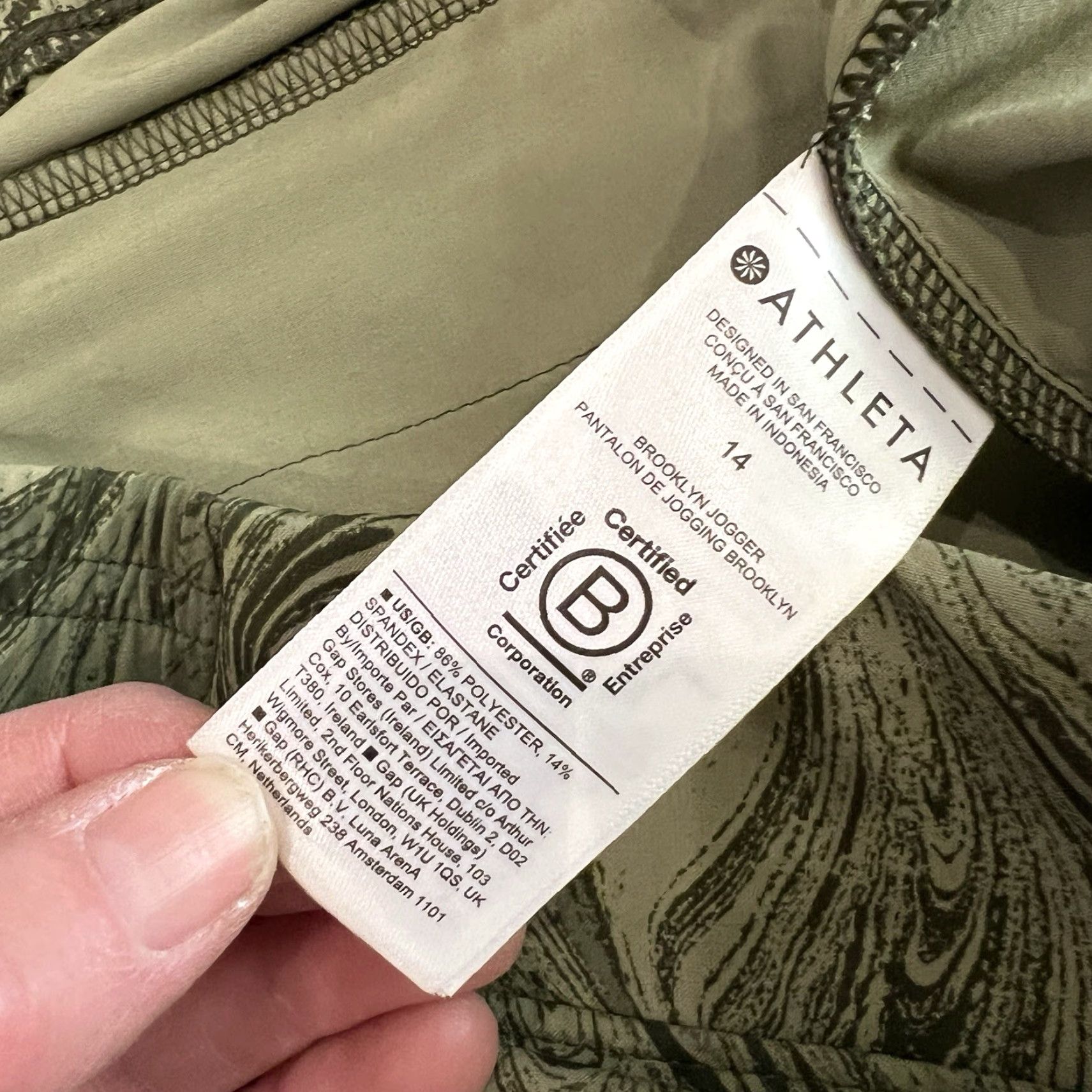 Athleta Athleta Womens Brooklyn Jogger Pants Pull On In Sumi Marble Green Size 14 Size 36" / US 14 / IT 50 - 4 Thumbnail