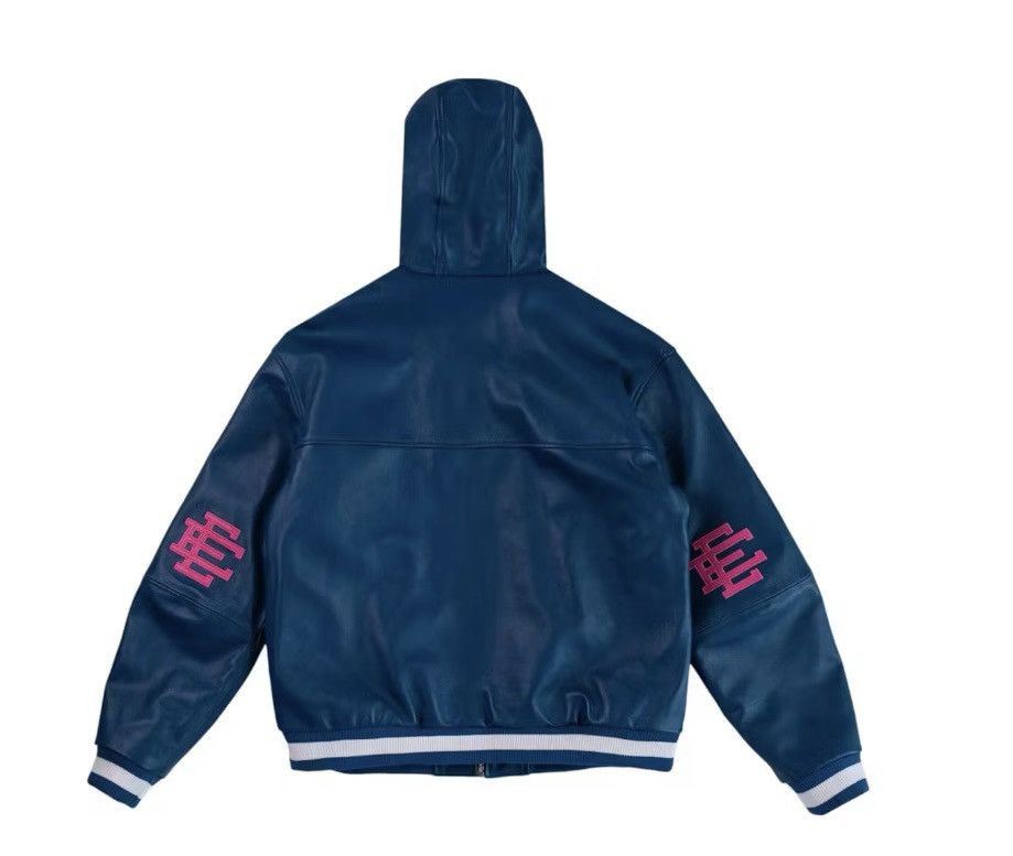 Eric Emanuel Eric Emanuel Navy Blue w pink EE leather bomber jacket large Size US L / EU 52-54 / 3 - 2 Thumbnail