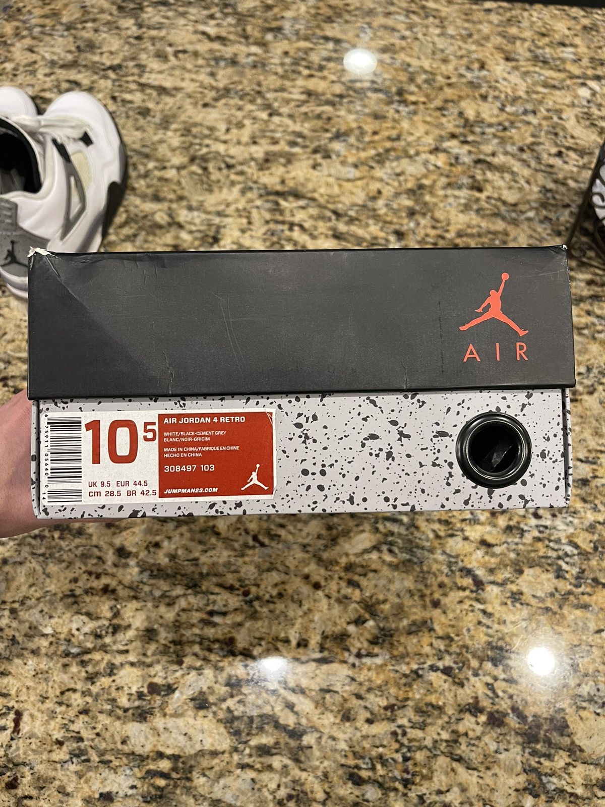 Jordan Brand AIR JORDAN 4 RETRO - White/Black-Cement Grey (2012 Release) Size US 10.5 / EU 43-44 - 13 Thumbnail