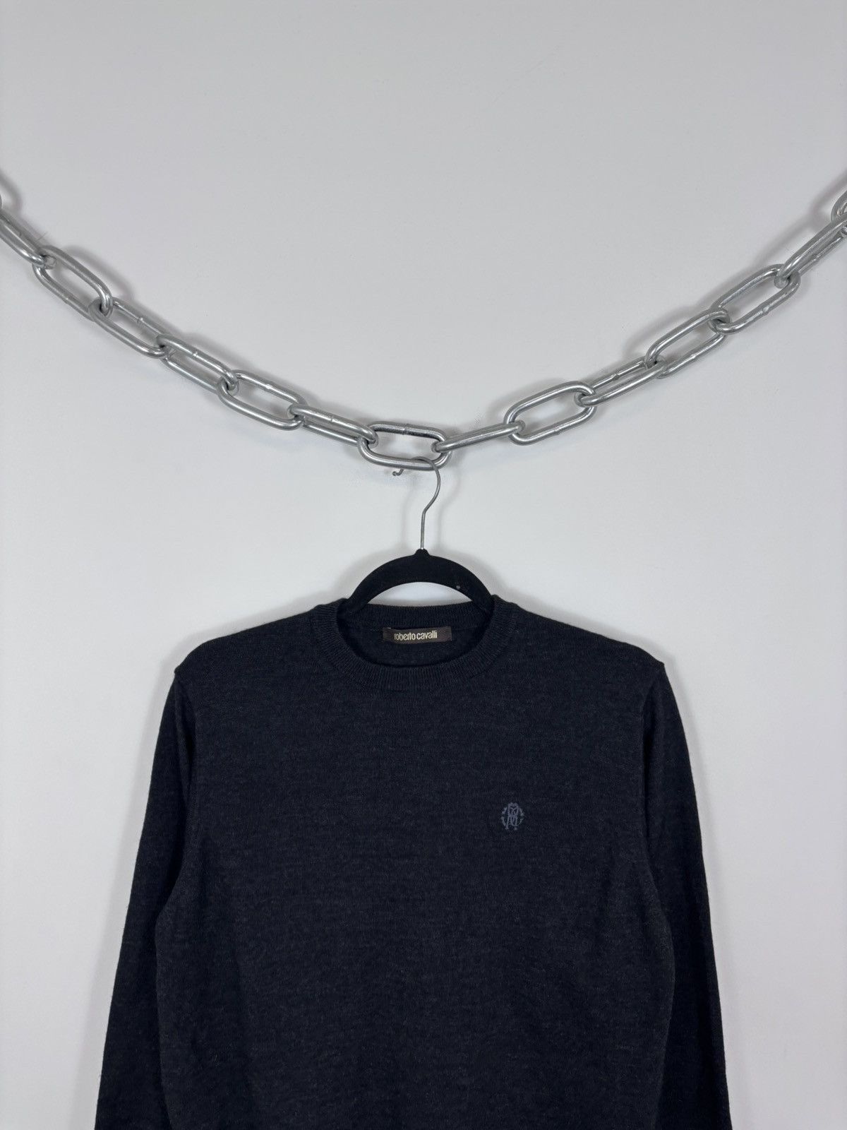 Roberto Cavalli Roberto Cavalli Men’s Dark Grey/Black Acrylic Wool Sweater Size US L / EU 52-54 / 3 - 2 Thumbnail