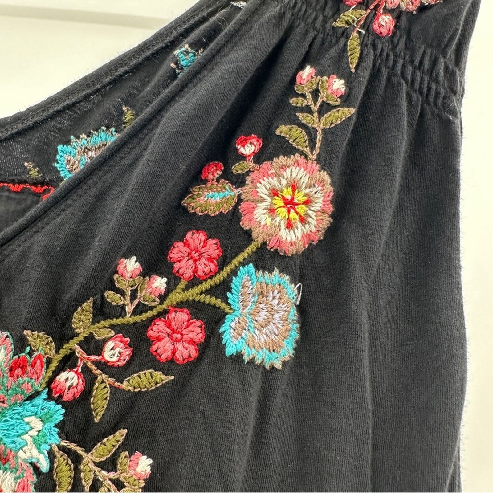 Johnny Was Johnny Was Black Multicolor Floral Embroidery Tunic Top Size S / US 4 / IT 40 - 8 Thumbnail