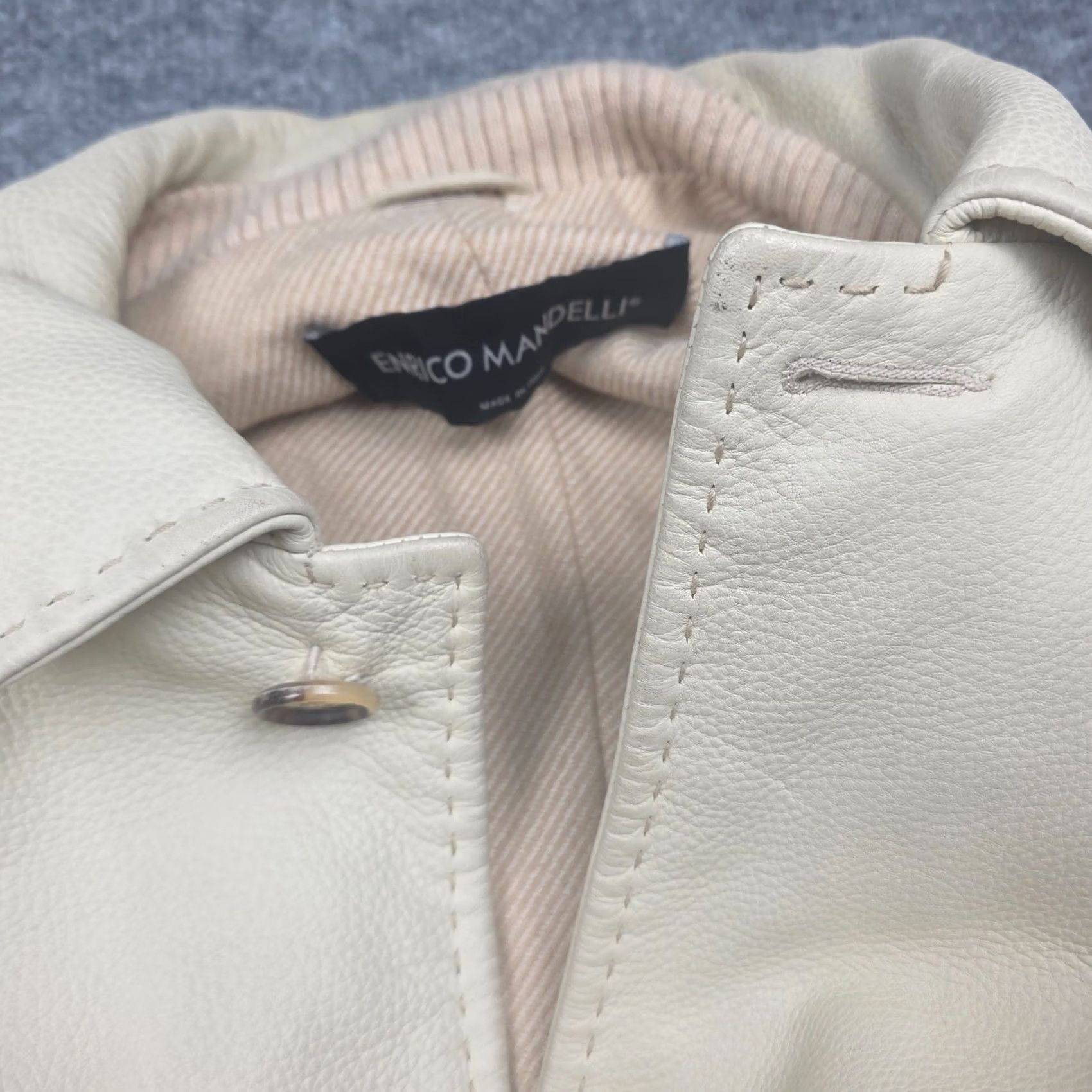 Mandelli Enrico Mandelli Leather Jacket Men's L Ivory DEERSKIN Camel Hair Lined Overcoat Size US L / EU 52-54 / 3 - 4 Thumbnail