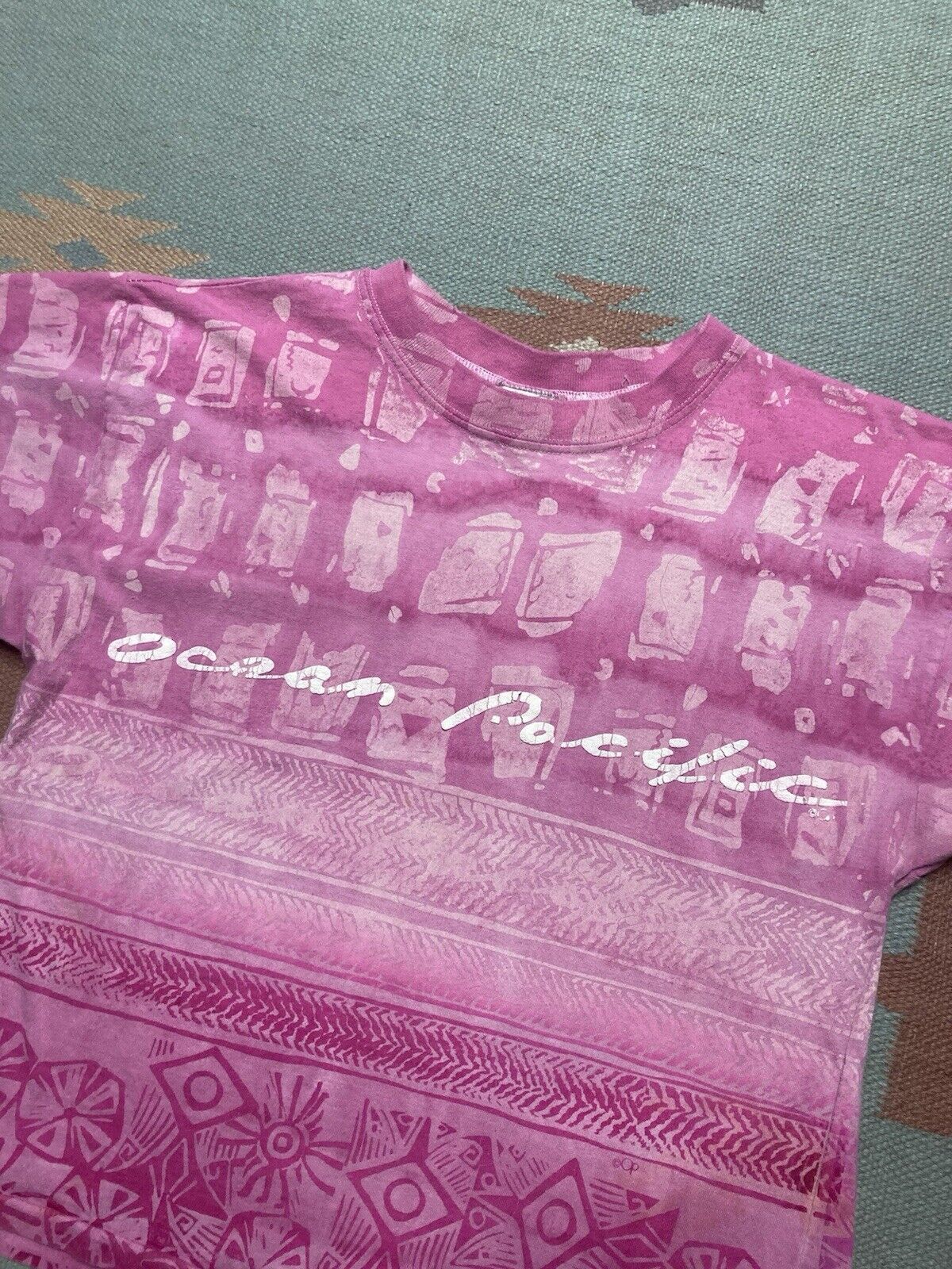 Ocean Pacific × Vintage 80s ocean pacific tShirt all over print surf skate cropped M Size US M / EU 48-50 / 2 - 3 Thumbnail