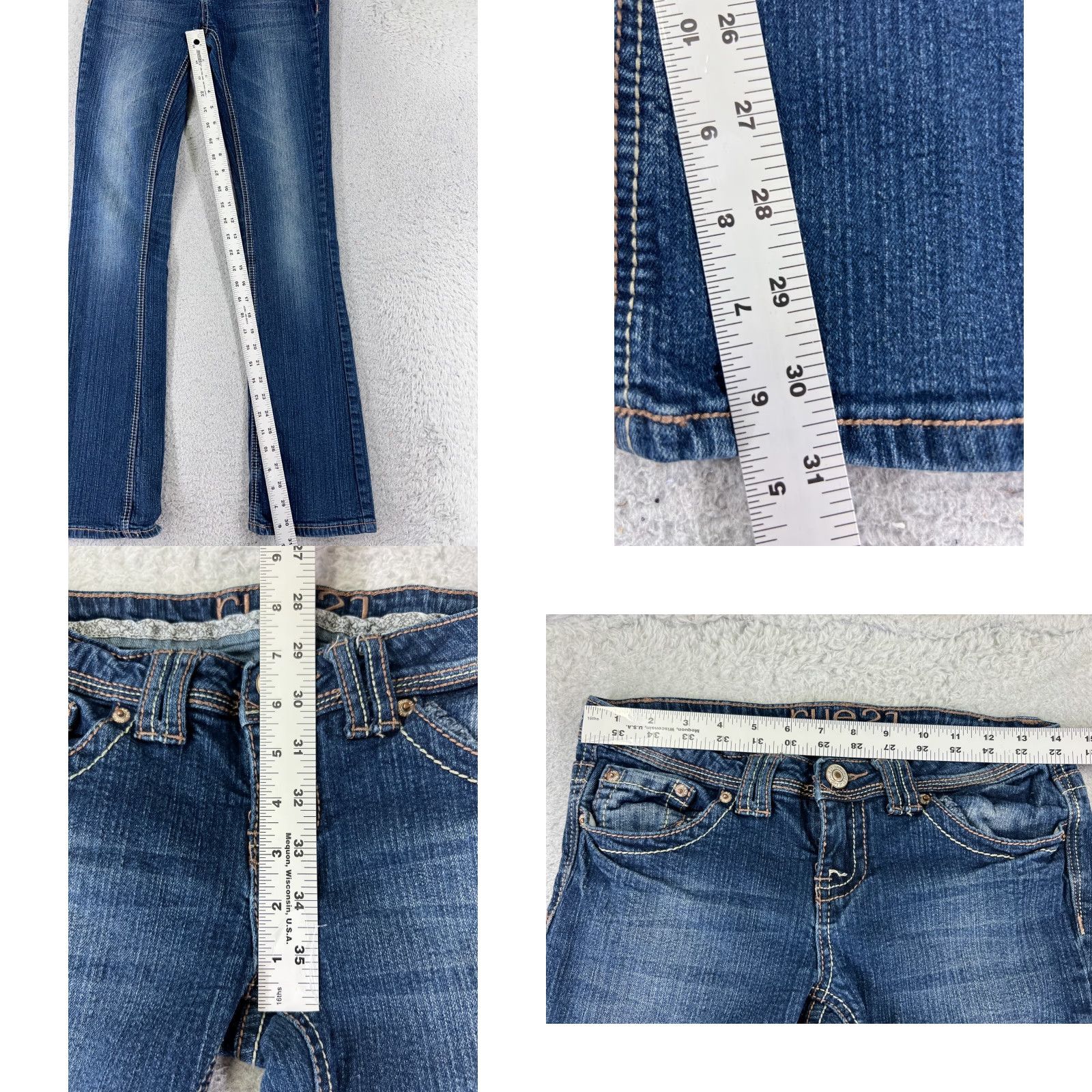 Vintage Rue21 Jeans Womens Bootcut Denim 27x31 Blue Cotton Blend Embroidered 5-Pocket Zip US Regular 27 in Womens Jeans Size 25" / US 0 / IT 36 - 8 Thumbnail