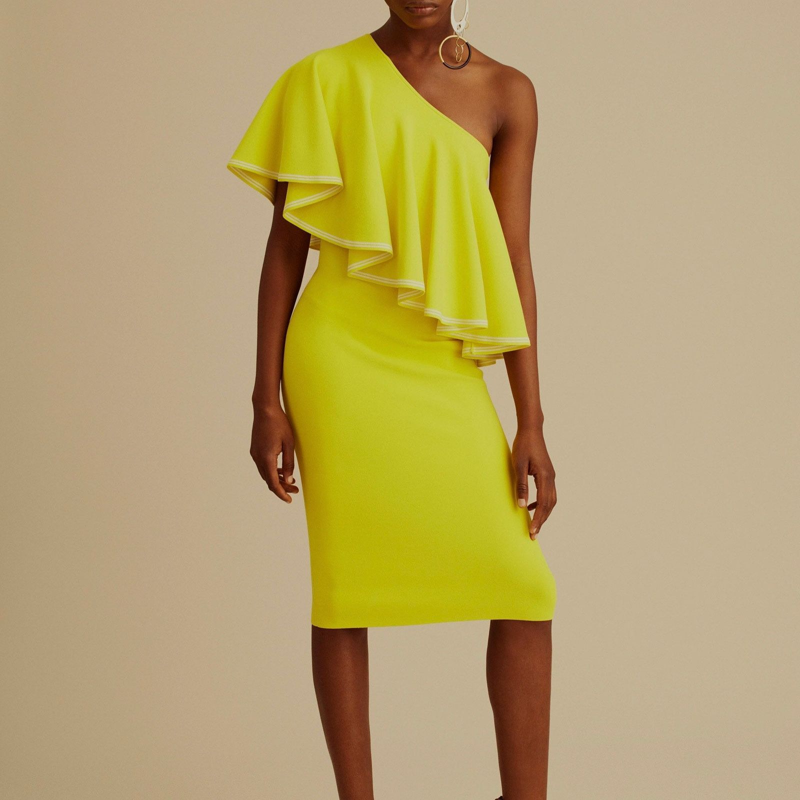 Diane von Furstenberg Diane Von Furstenberg Yellow One Shoulder Ruffle Front Dress Size S / US 4 / IT 40 - 9 Thumbnail
