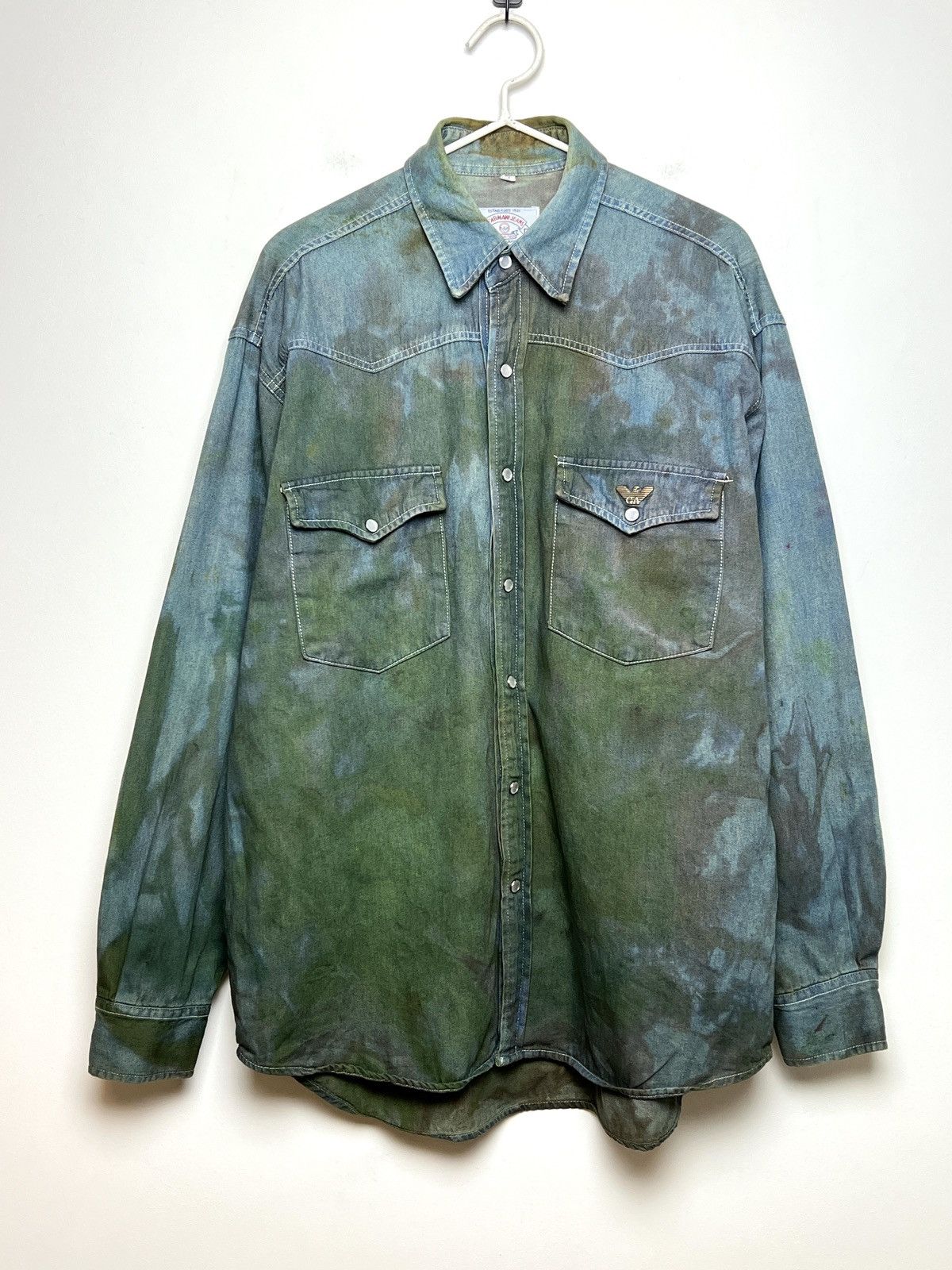 Giorgio Armani armani mud denim shirt y2k tie dye 1 of 1 m-l Size US L / EU 52-54 / 3 - 2 Thumbnail