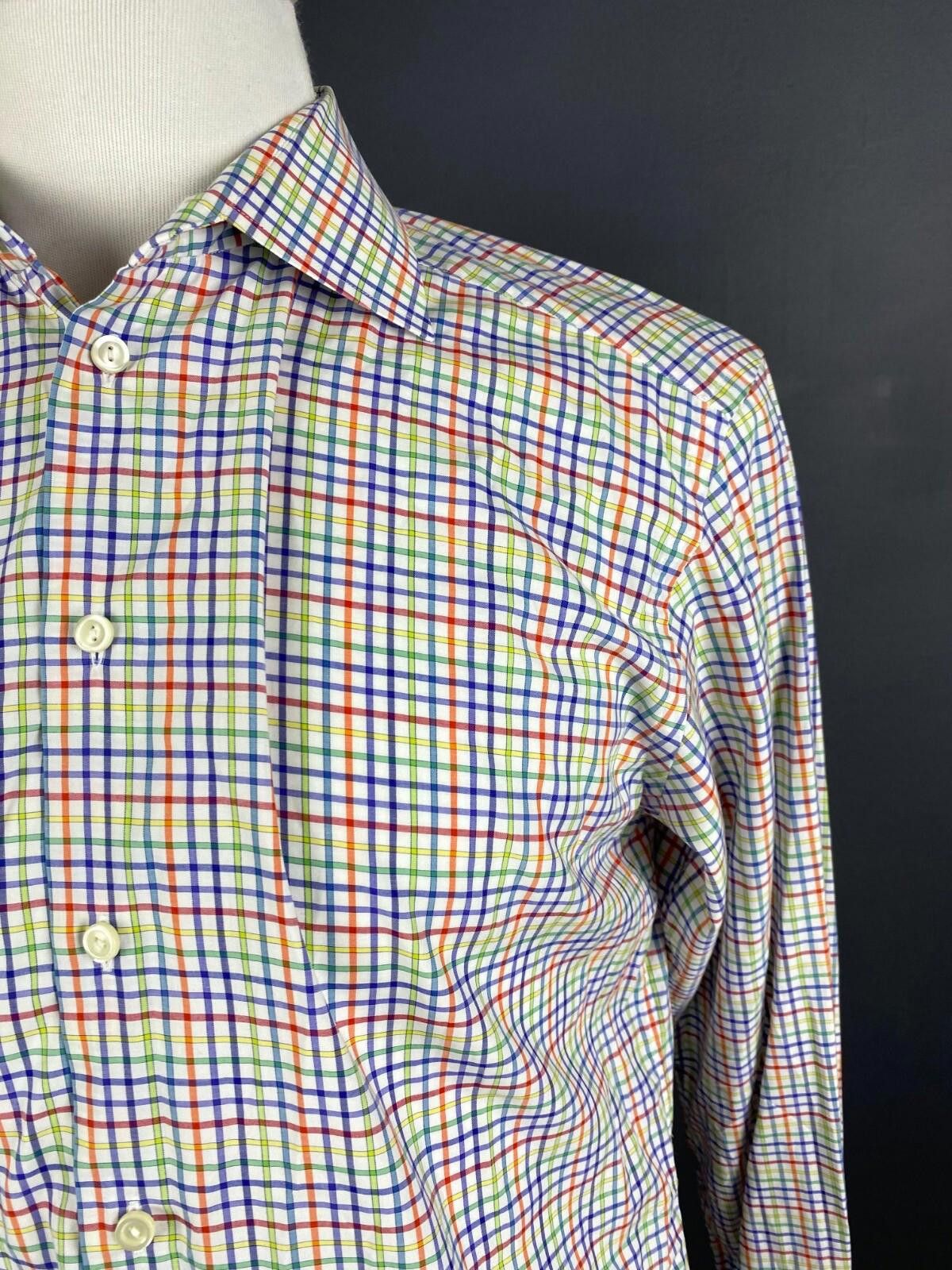 Eton Eton Slim White Multicolor Check Down Shirt Size 42 / 16 Size US M / EU 48-50 / 2 - 5 Thumbnail