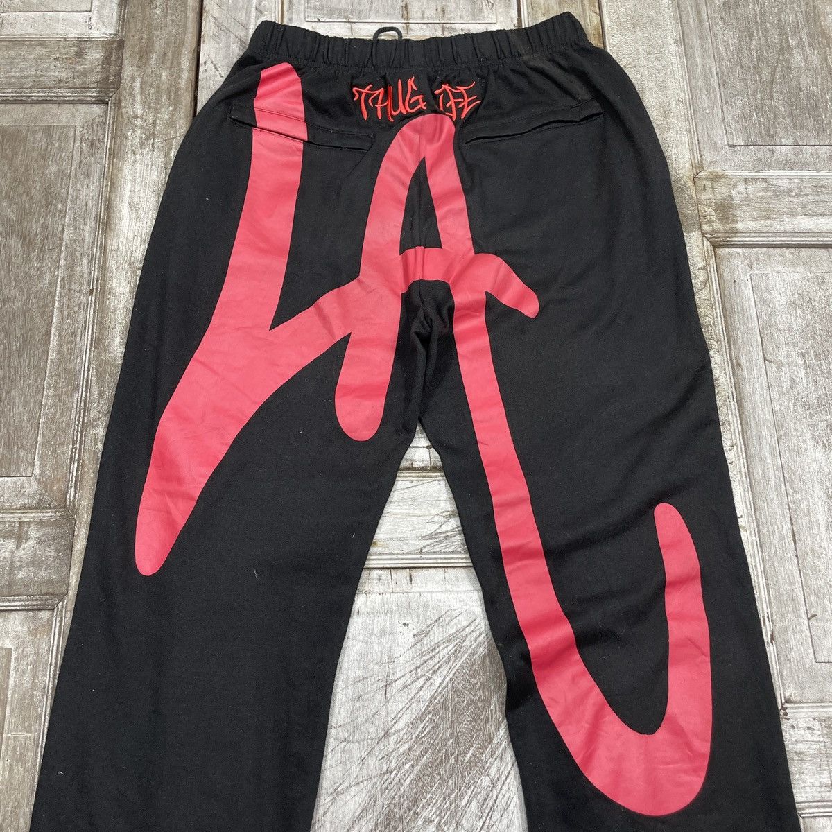 Los Angeles Apparel × Vintage Vintage Los Angeles Thug Life Distressed Sweatpant Size US 34 / EU 50 - 4 Thumbnail