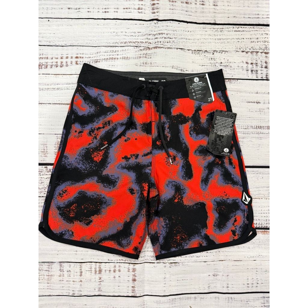 Volcom NWT Volcom Men's Size 27 Red Abstract Surf Swim Trunks Size US 28 / EU 44 - 2 Thumbnail