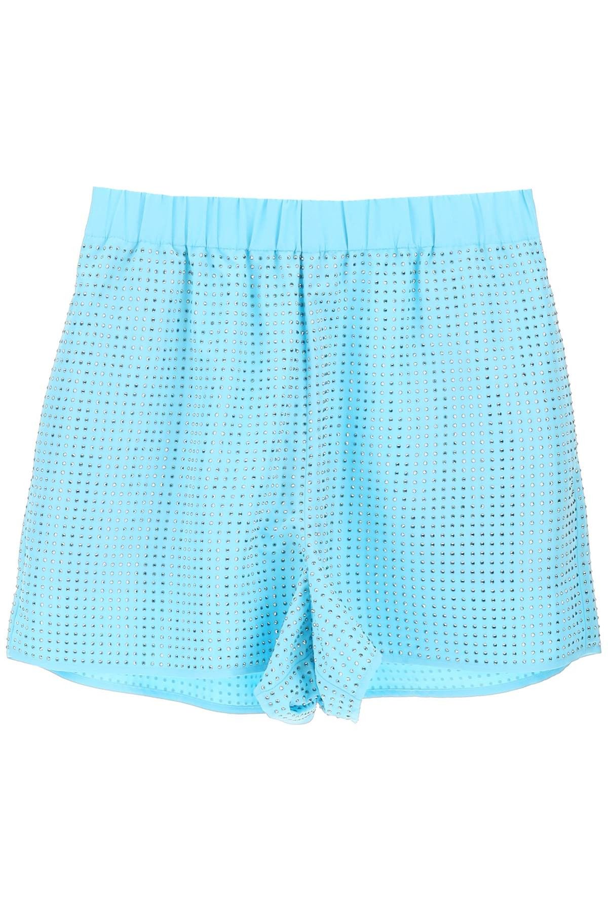 image of Self Portrait Rhinestone Taffeta Shorts in Blue, Women's (Size 26)