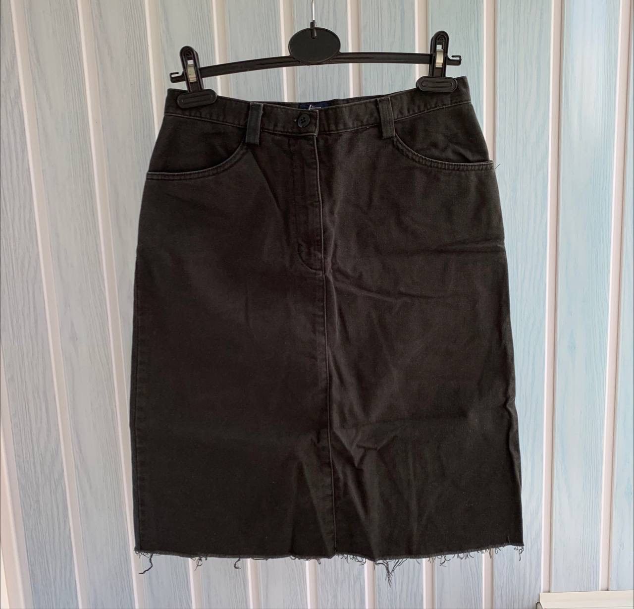 Stussy × Vintage Vintage Stussy Women Black Cotton Pockets Faded Midi Skirt Size 29" - 2 Thumbnail