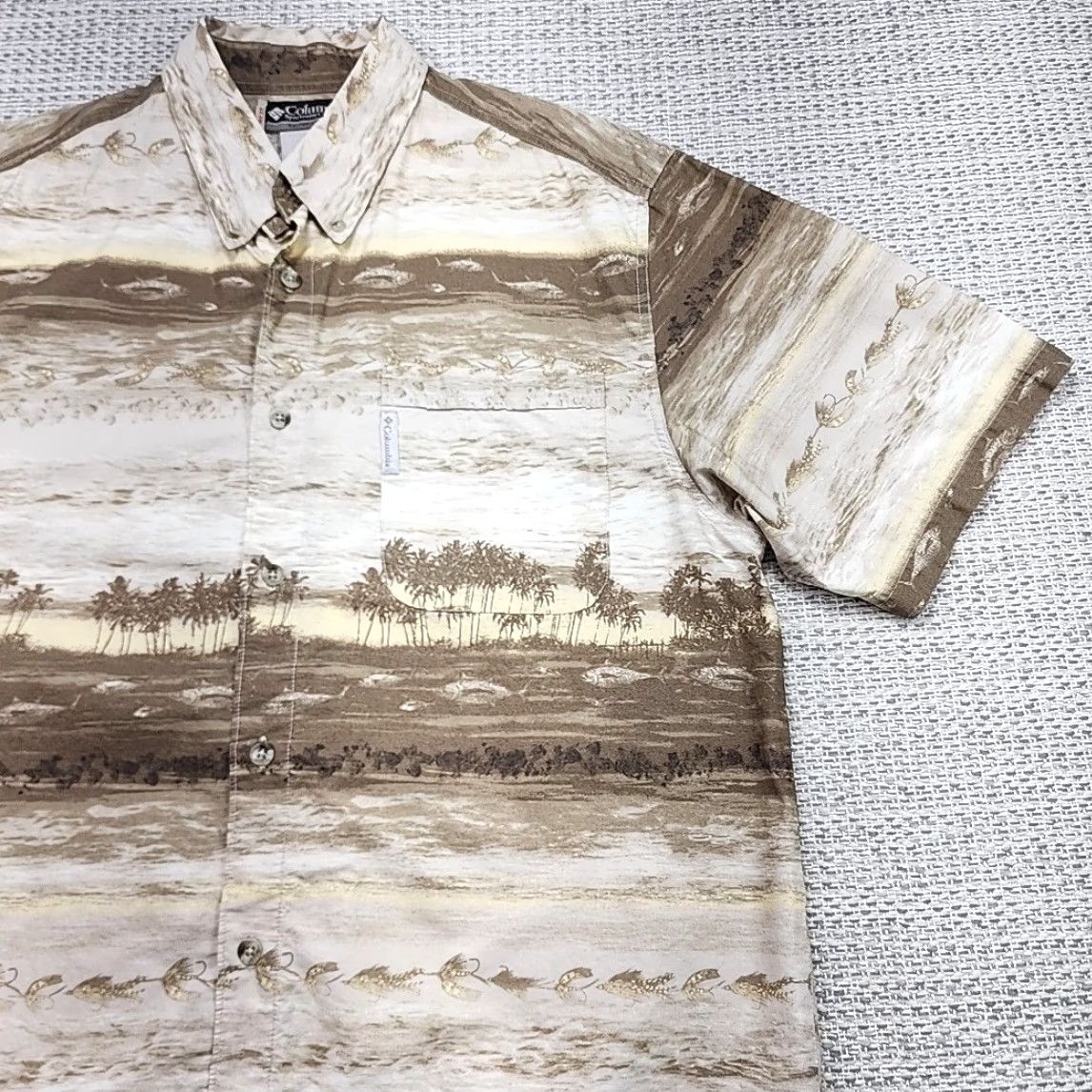 Vintage Columbia XCO Hawaiian Shirt Mens L Button-Up Beach Palm Tree Floral Print Size US L / EU 52-54 / 3 - 2 Thumbnail