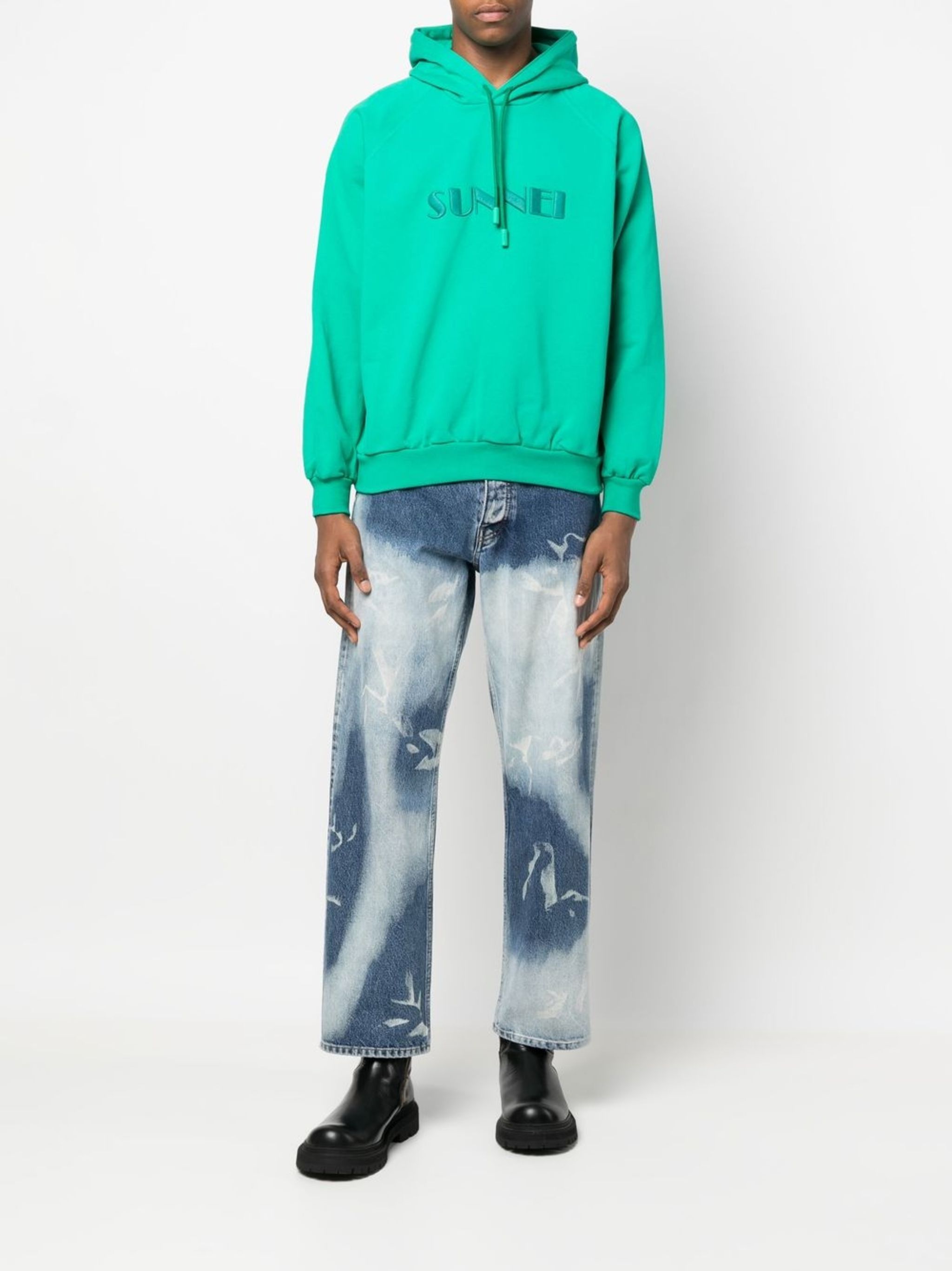 Sunnei o1mle0424 Embroidered Hoodie in Green Size US XL / EU 56 / 4 - 3 Thumbnail