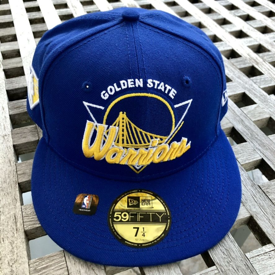 New Era Golden State Warriors Script NBA 75 Patch Fitted Hat 7 1/4 Size ONE SIZE - 2 Thumbnail
