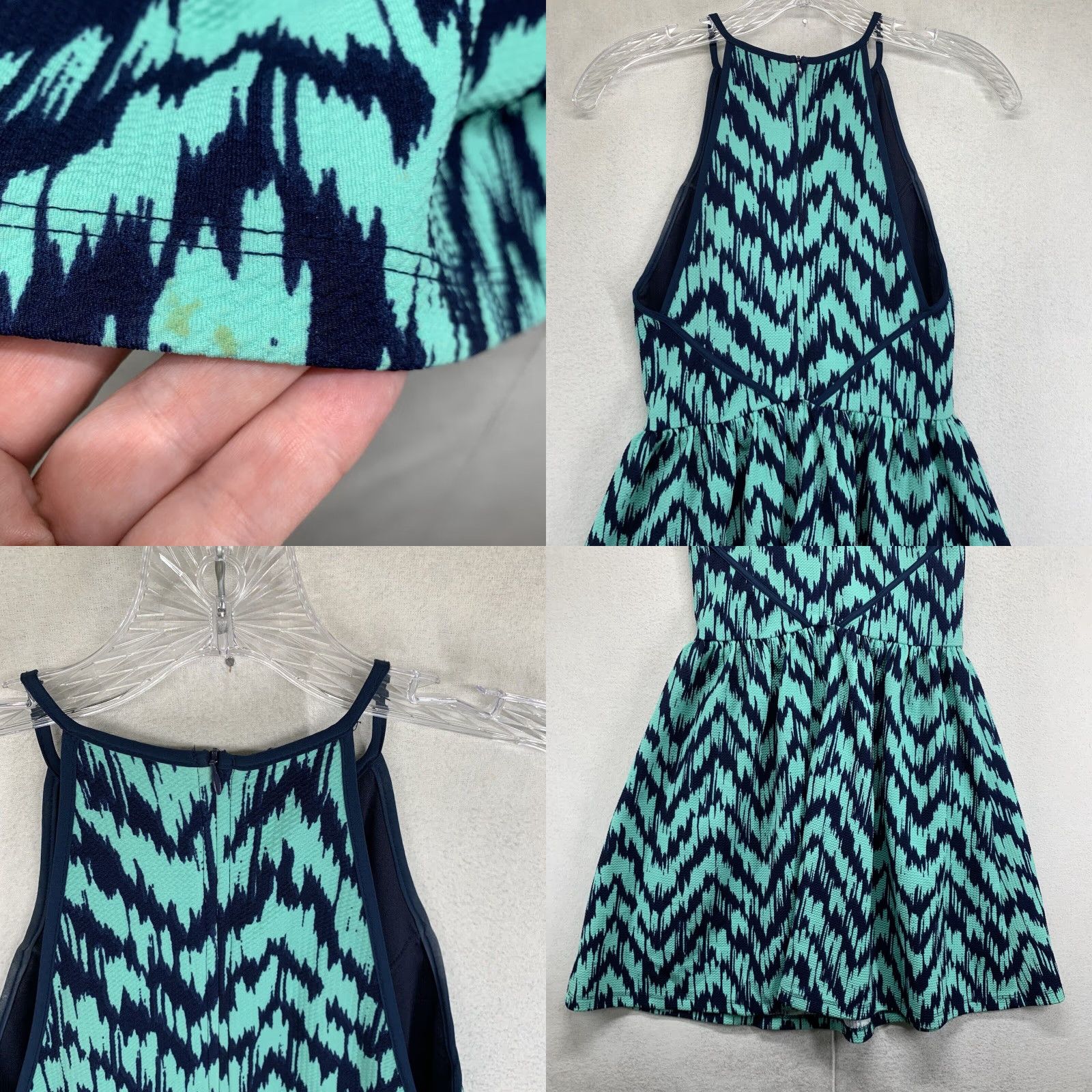 Vintage Design Lab Lord & Taylor Women's Medium Blue Teal Halter Dress Size M / US 6-8 / IT 42-44 - 8 Thumbnail