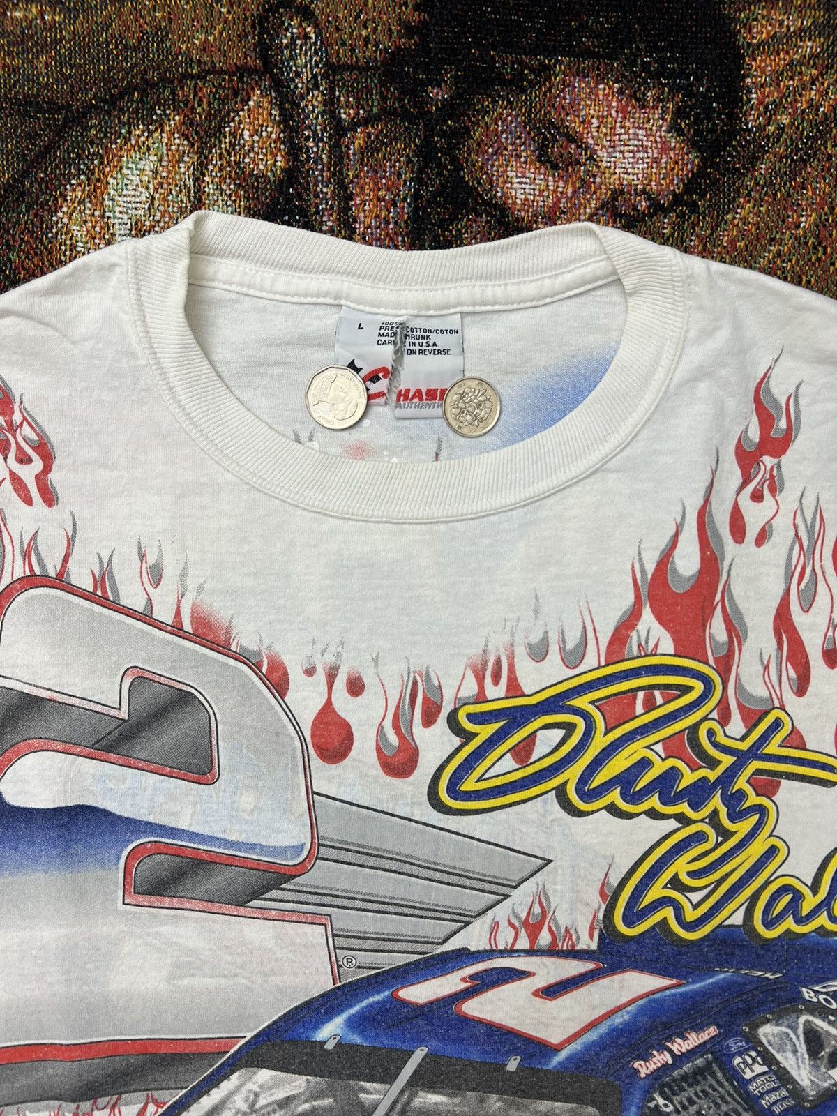 NASCAR Rare Misprint Vintage NASCAR Rusty Wallace Harley AOP Tee Size US L / EU 52-54 / 3 - 8 Thumbnail