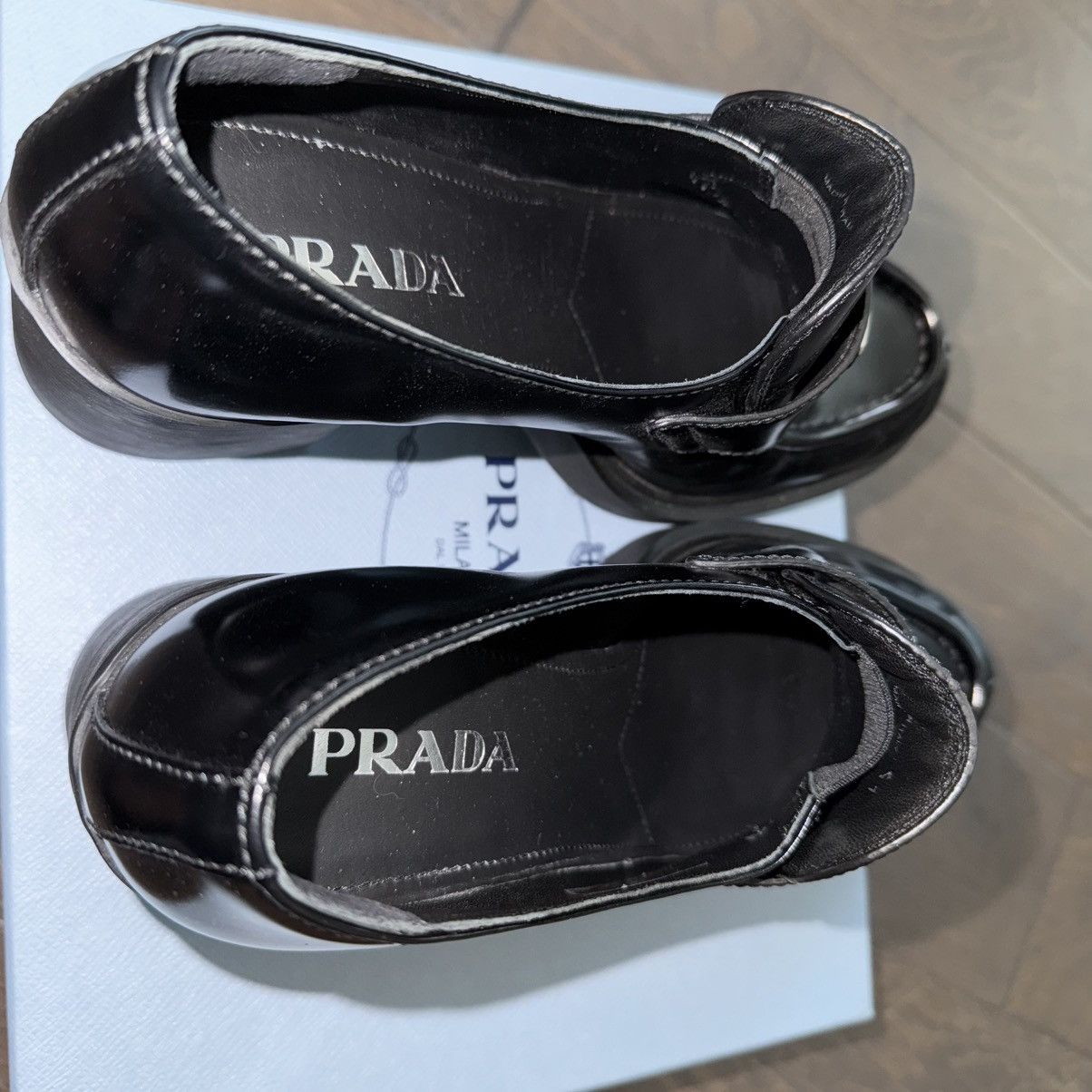 Prada Prada Brushed Leather Heeled Loafers Size US 10 / IT 40 - 8 Thumbnail