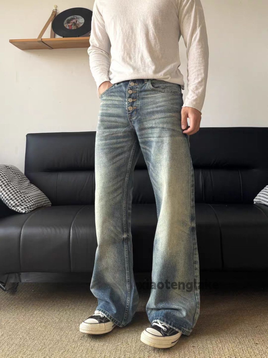 Jean xz vintage distressed faded loose ripped damaged jeans Size US 34 / EU 50 - 6 Thumbnail