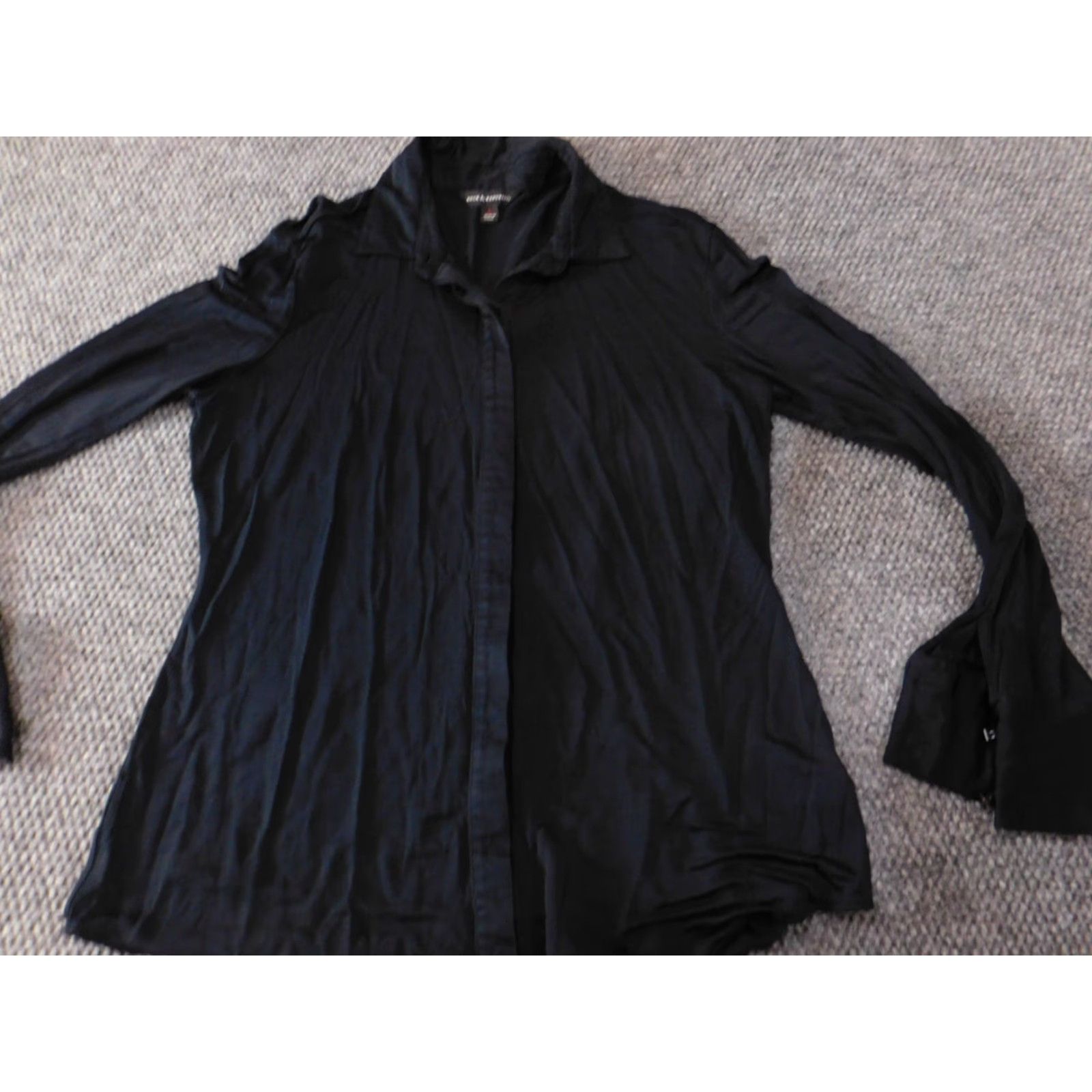 Vintage Rock & Republic Womens Blouse Large Black Button Up Casual Rayon Shirt Button-Up Shirt Womens L Black Casual Rayon Rock & Republic Size L / US 10 / IT 46 - 3 Thumbnail