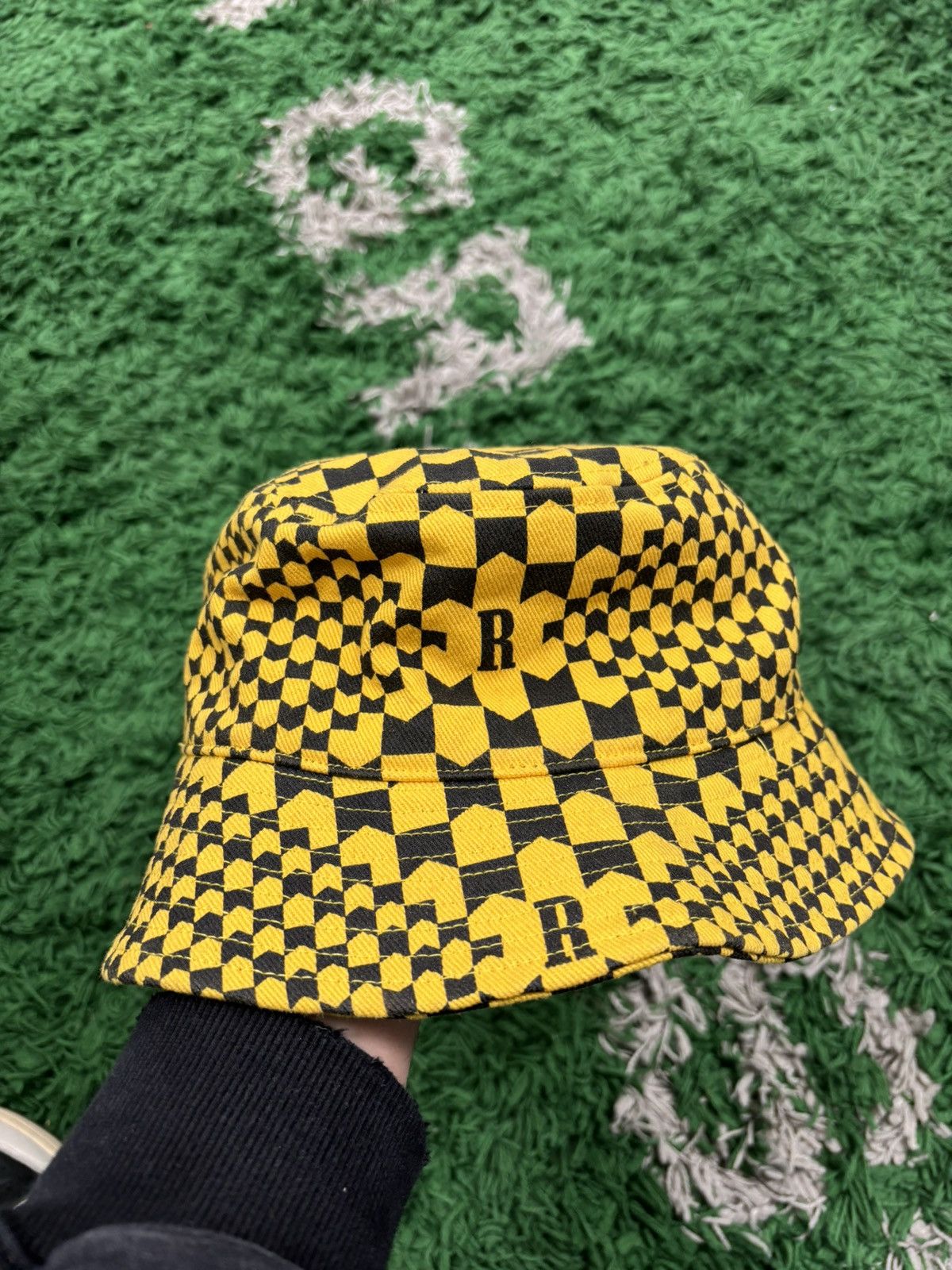 Pre-owned Rhude Bucket Hat Yellow Black