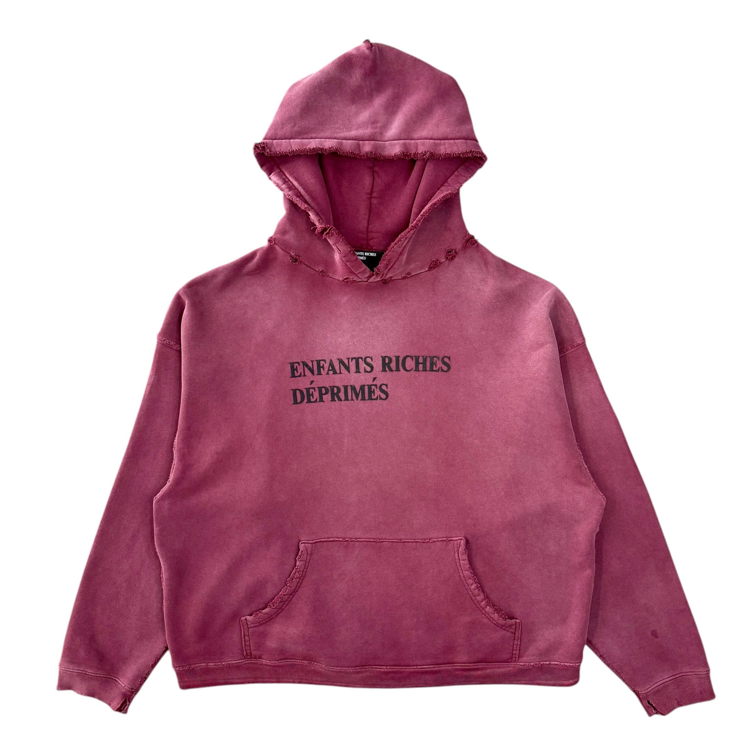 Enfants Riches Deprimes Thrashed Logo Hooded Sweatshirt Burgundy Black Size US XL / EU 56 / 4 - 1 Thumbnail
