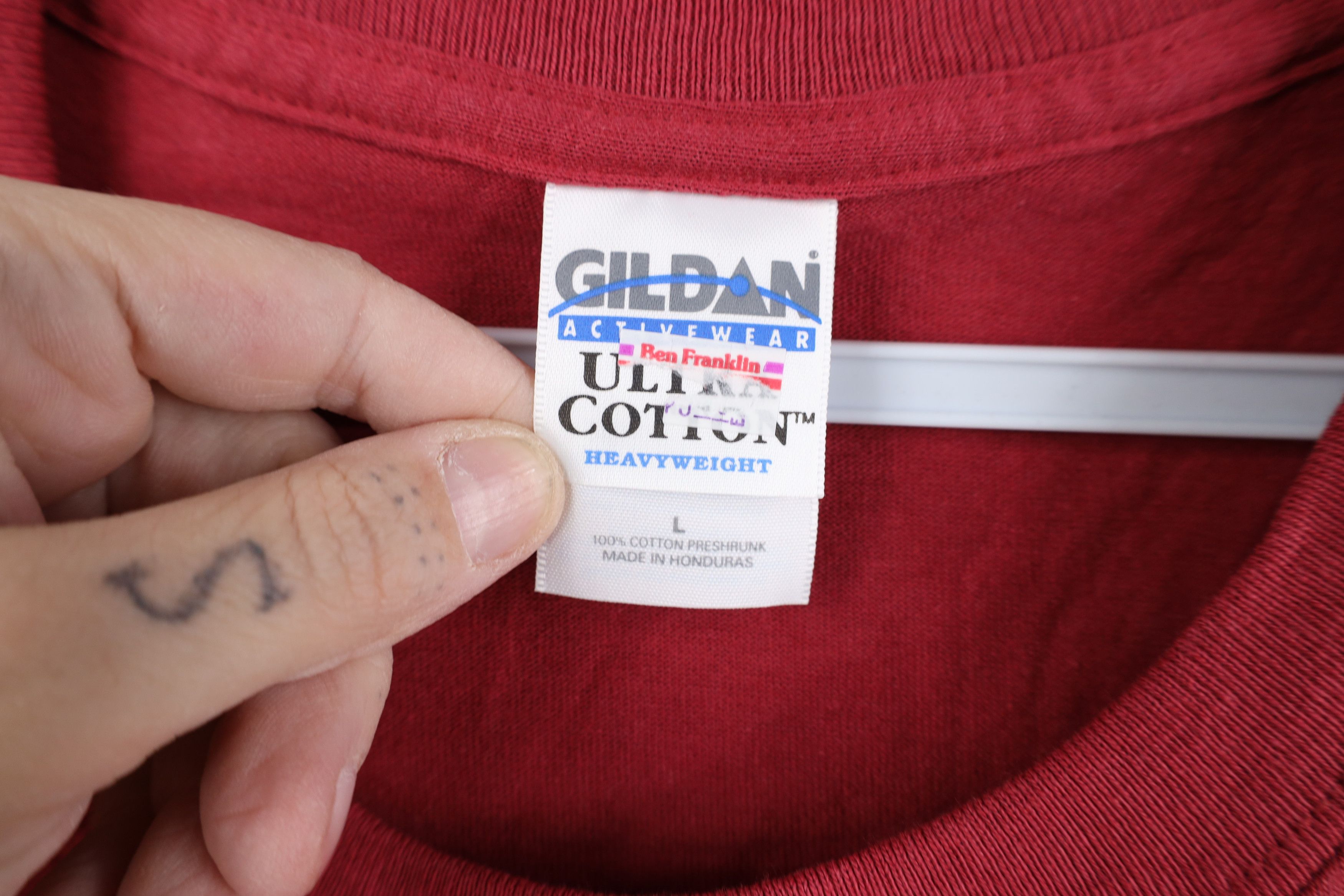 Vintage Vintage 90s Streetwear Blank Heavyweight T-Shirt Red Cotton Size US L / EU 52-54 / 3 - 8 Thumbnail
